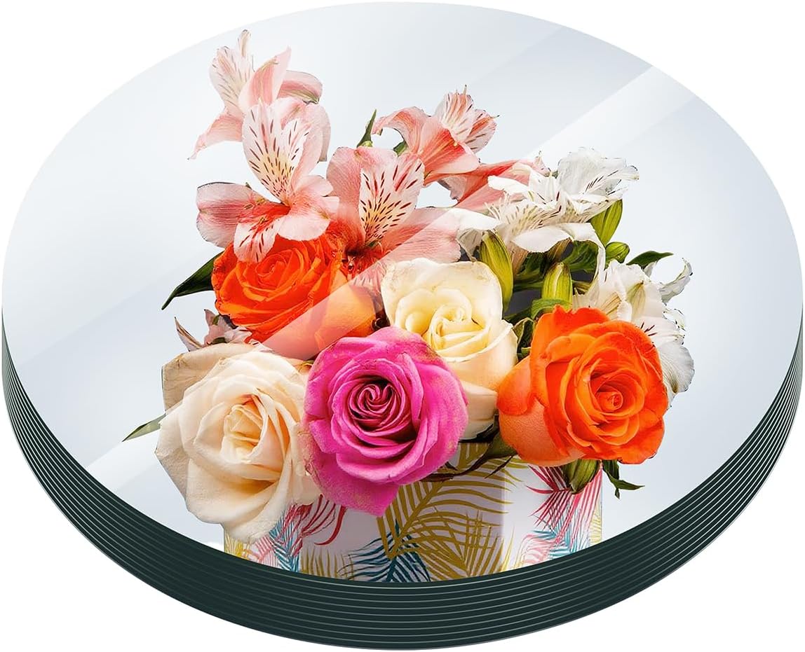 Acrylic Round Mirrors Trays Plates for Table Centerpieces 10PCS Mirrors Candle Plate Circle 1.6mm Acrylic Mirror Tiles for DIY Craft,Wall Decor,Wedding Party Decorations(Acrylic Material(12inch/30cm)