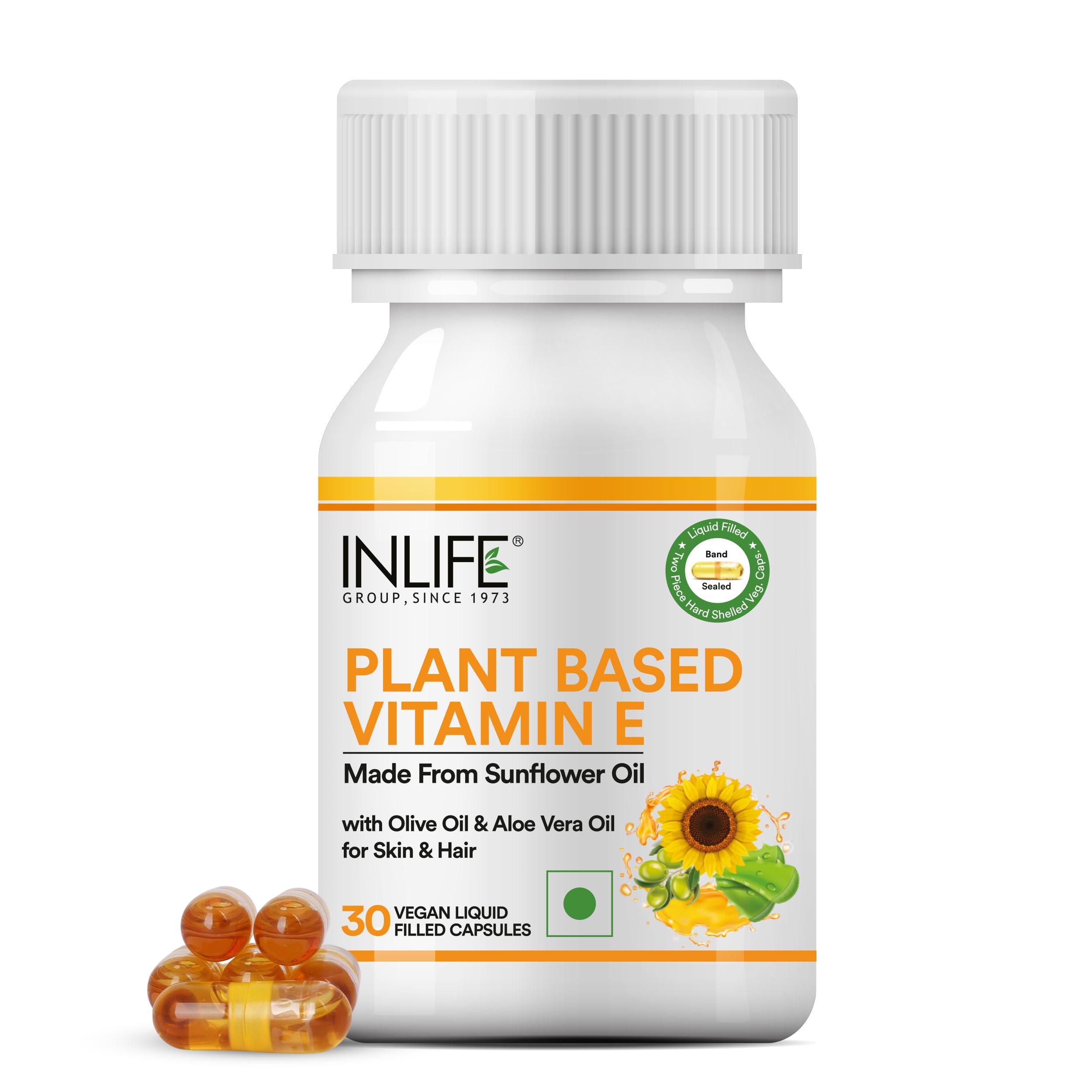 INLIFE Plant Based Natural Vitamin E Oil Capsules for Face and Hair|Sunflower, Olive & Aloe Vera Oils |Skin Health and Immunity Booster Supplement for Women & Men–30 Vegetarian Capsules (Pack of 1) (B09R7H3CJH) Amazon Price History, Amazon Price Tracker