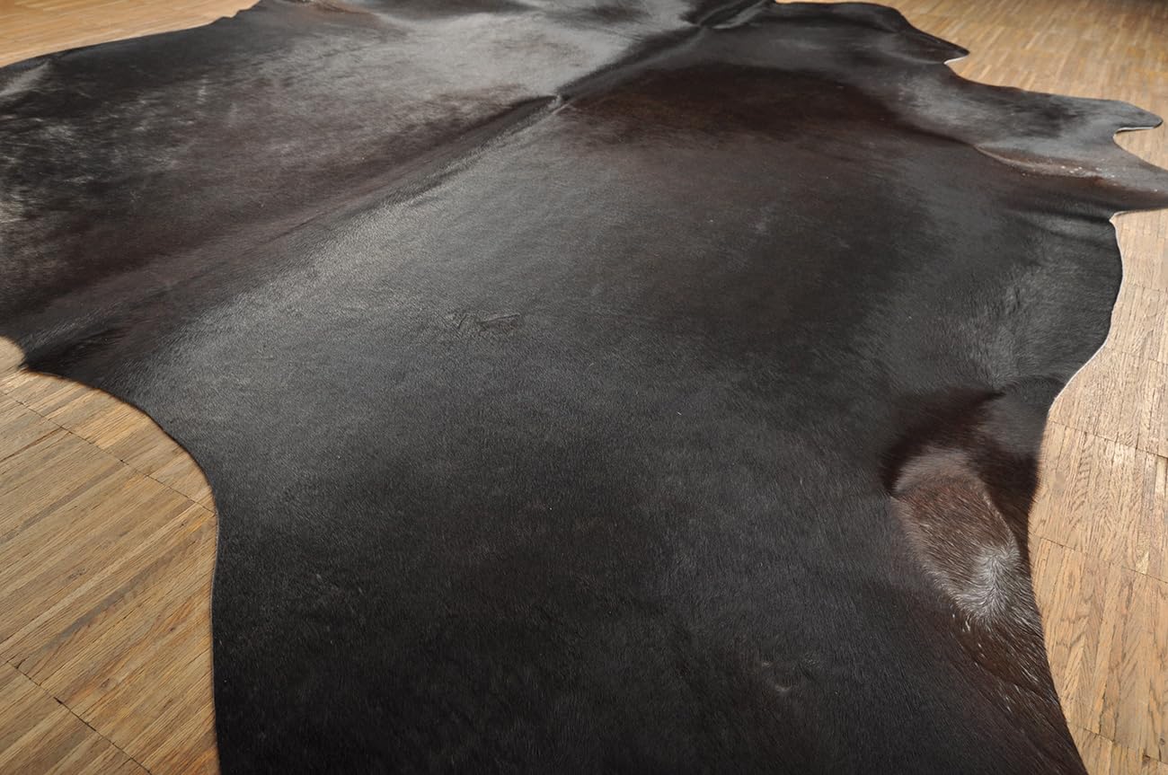 Kuhfelle Online & Nomad KUHFELL KALBFELL Dunkelbraun WEIß 210 x 190 cm Rinder Fell Teppich SCHWARZ Natur