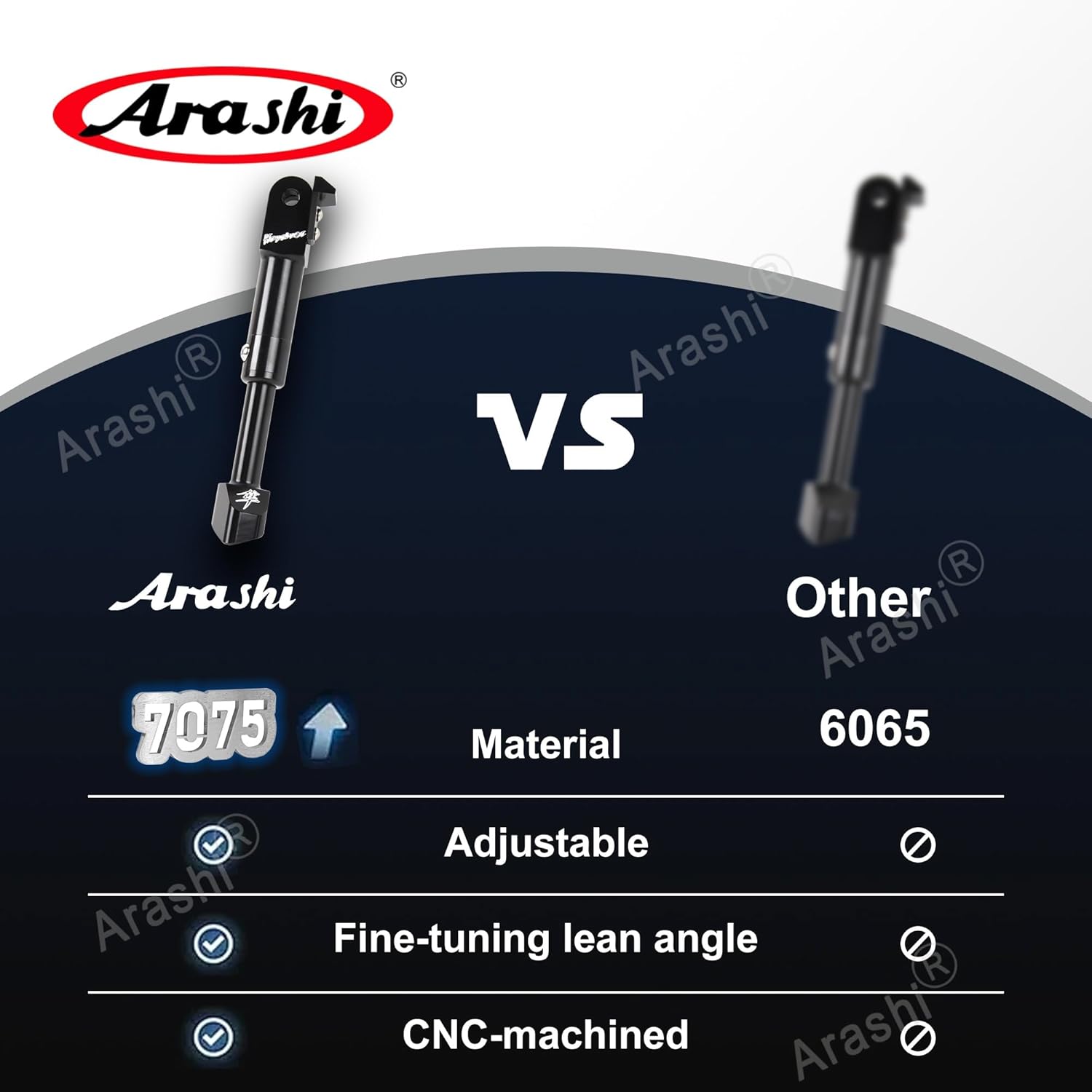 Arashi Chrome Plated Adjustable Kickstand for Suzuki Hayabusa GSXR 1300 GSX1300R 1999-2007, Motorcycle Accessories