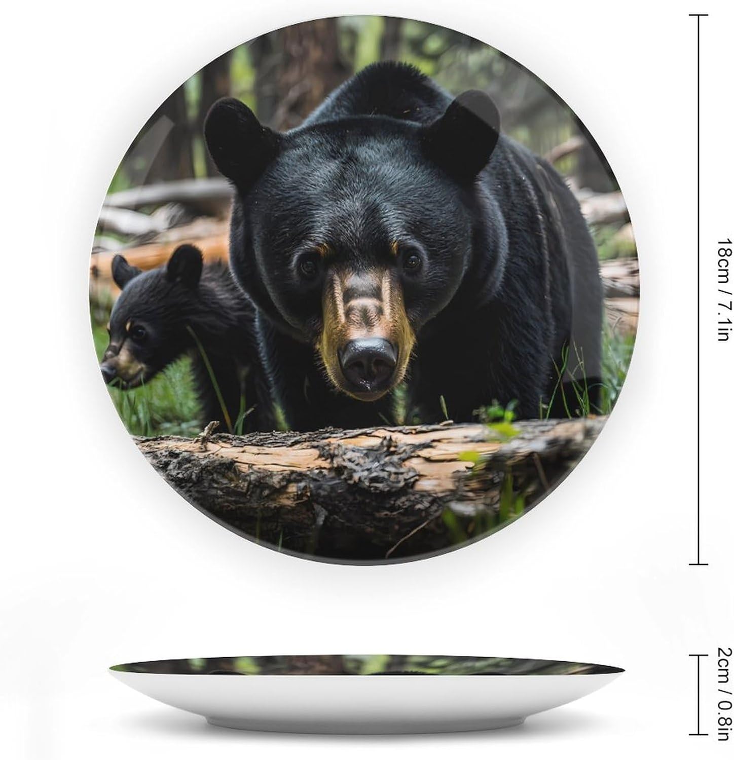 Black Bears in Forests Bone China Decorative Porcelain Plates Dinnerware Ornaments