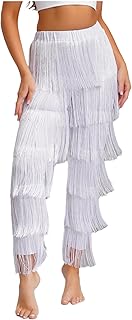 Pantalones de Baile Latino para Mujer con Borlas y Elegancia, Traje con Cintura Elástica para Tango y Fiestas