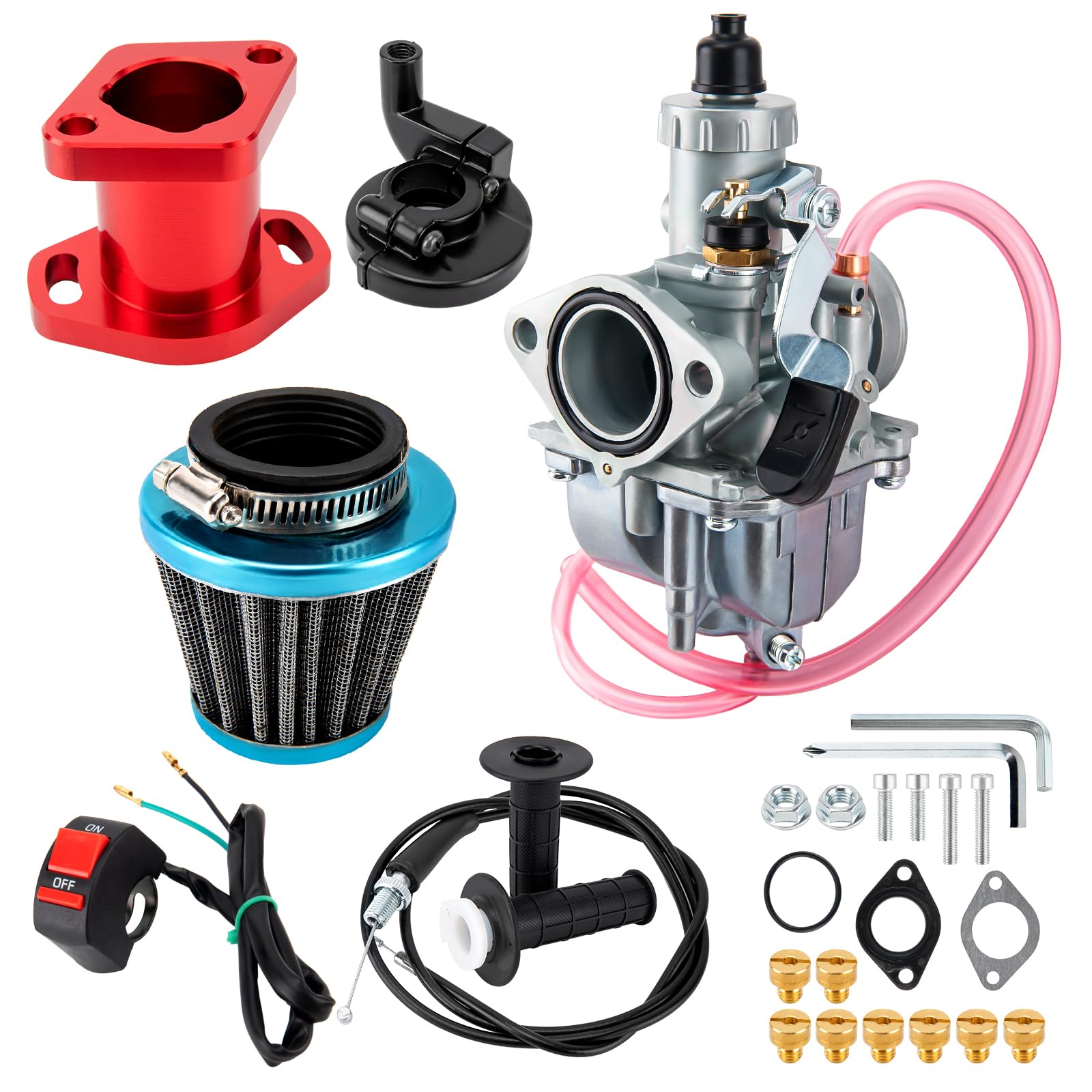 VM22 Carburetor Kit,VM22 26mm Carburetor Throttle Assembly Main Jets Kit for Predator 212cc, 224cc, 196cc Non-Hemi, Coleman CT200U, BT200X Mini Bike, KT196 Go Kart, 6.5HP GX160 Clone Engine