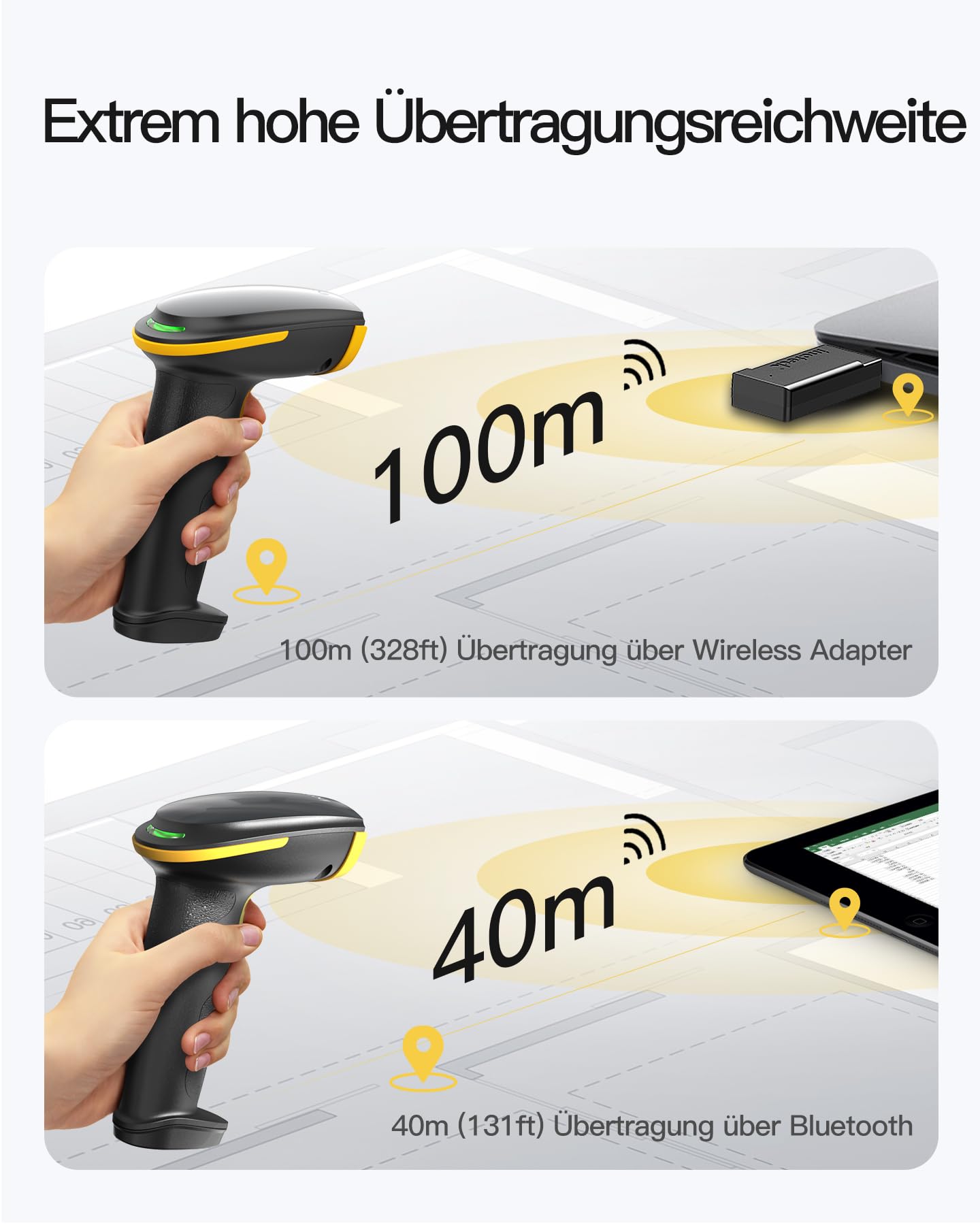 Inateck Bluetooth Barcode Scanner 2D, drahtloser QR Code Scanner 2600 mAh BCST-36