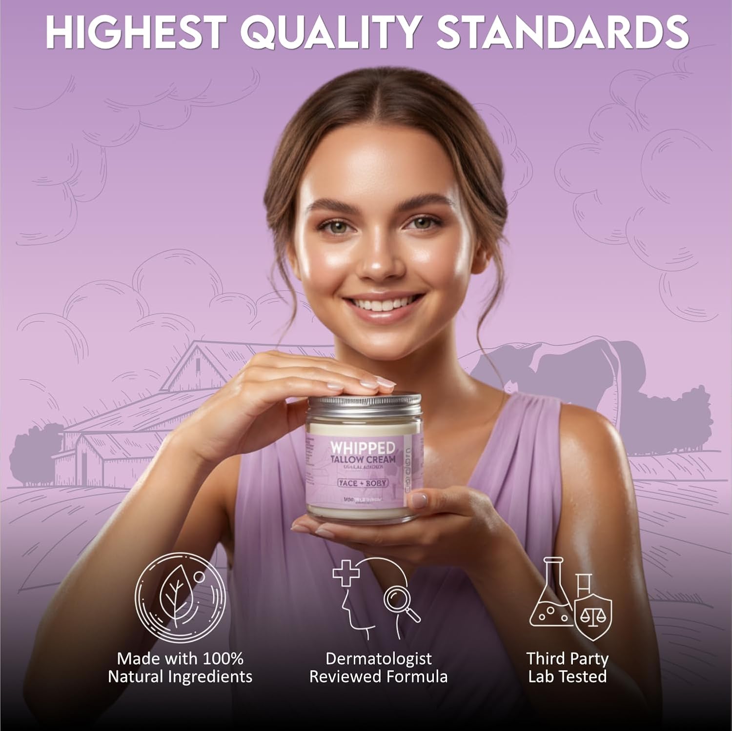 Beef Tallow for Skin, Whipped Beef Tallow Balm for Face & Body with Shea Butter and... - Image 5