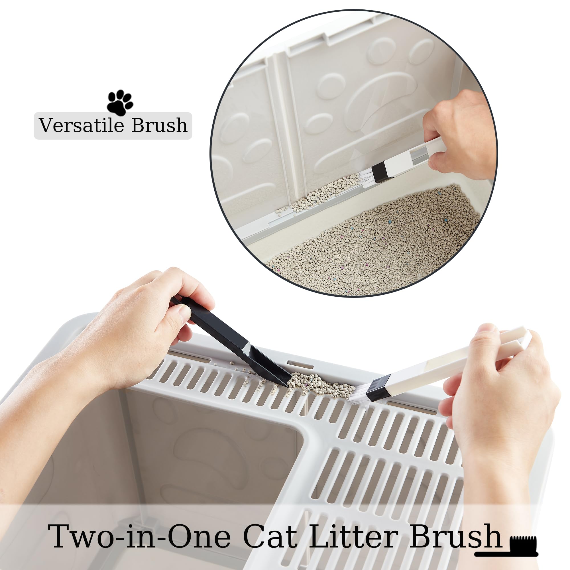 Vealind Caja de arena plegable para gatos con tapa, cajas cubiertas de arena para gatitos con cuchara y cepillo, caja de arena cerrada para gatos con bandeja de arena