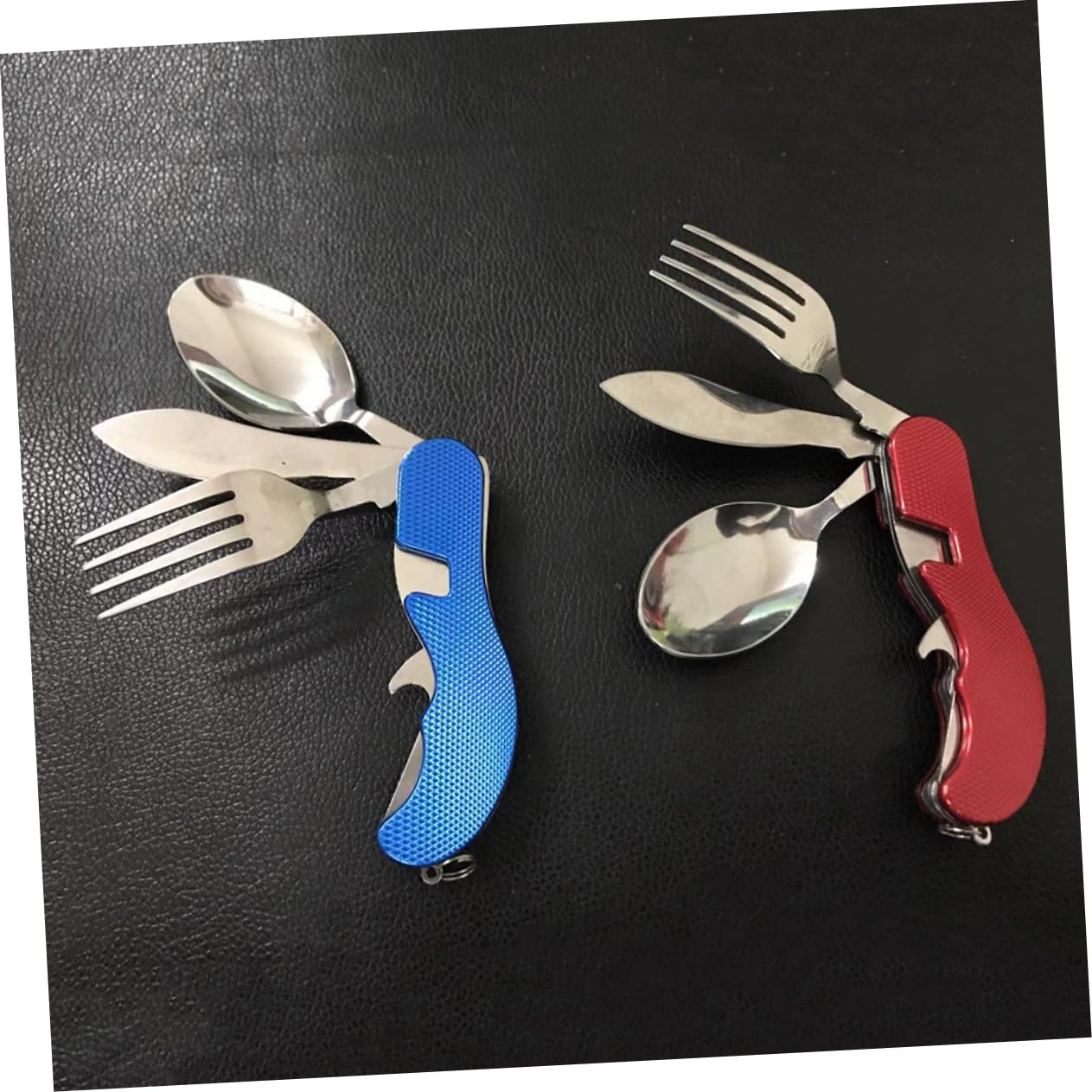 INOOMP 3 Set bacchette cucchiaio forchetta chiudibili pieghevoli cucchiaio da campeggio portatile utensili da portata in acciaio inossidabile posate pieghevoli piega