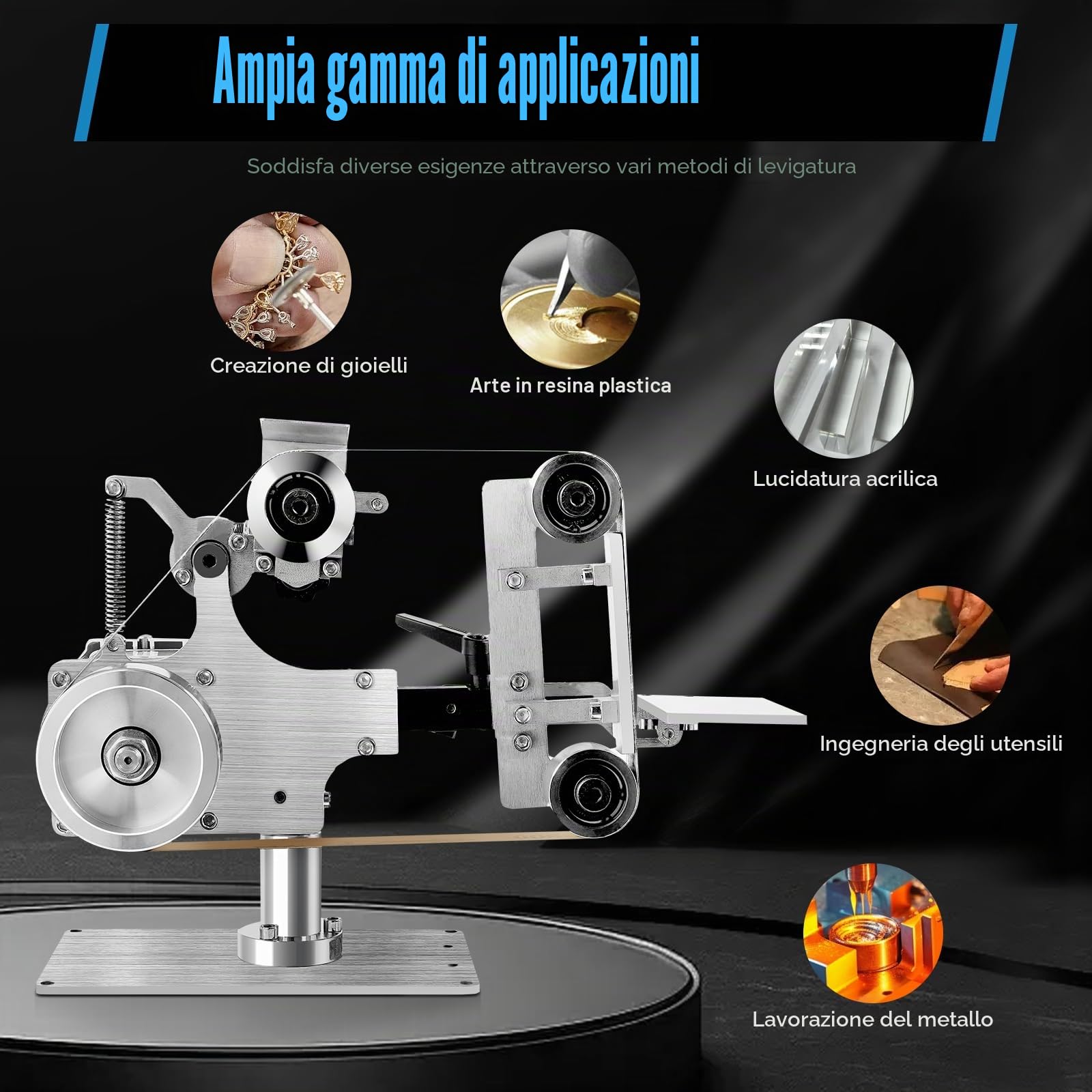 Levigatrice a nastro, lucidatrice e motore senza brushless 220 V, 762 x 25 mm