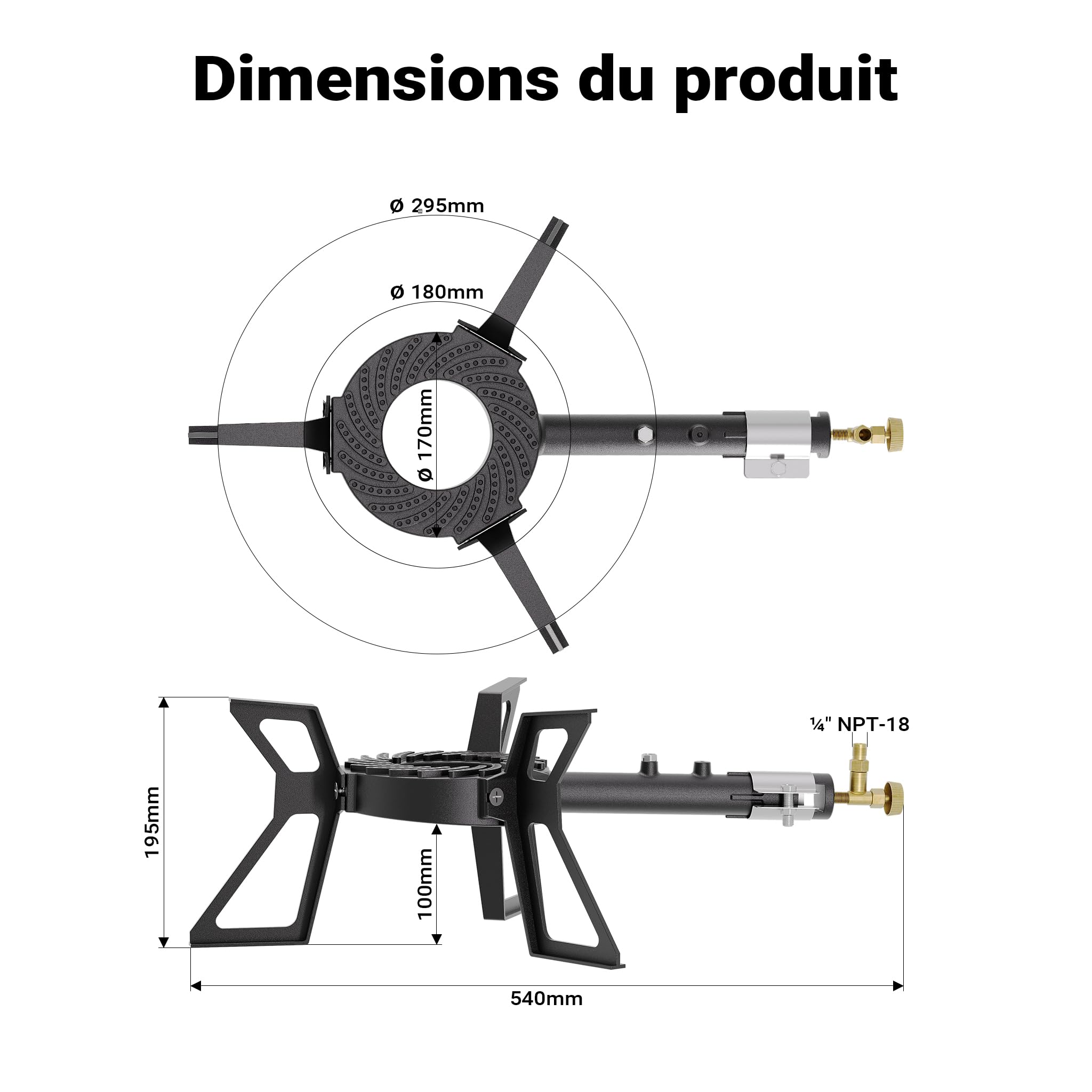 Réchaud à gaz Cuisinière extérieure 10,5 kw Brûleur à gaz pour Camping & Excursions Propane/Butane