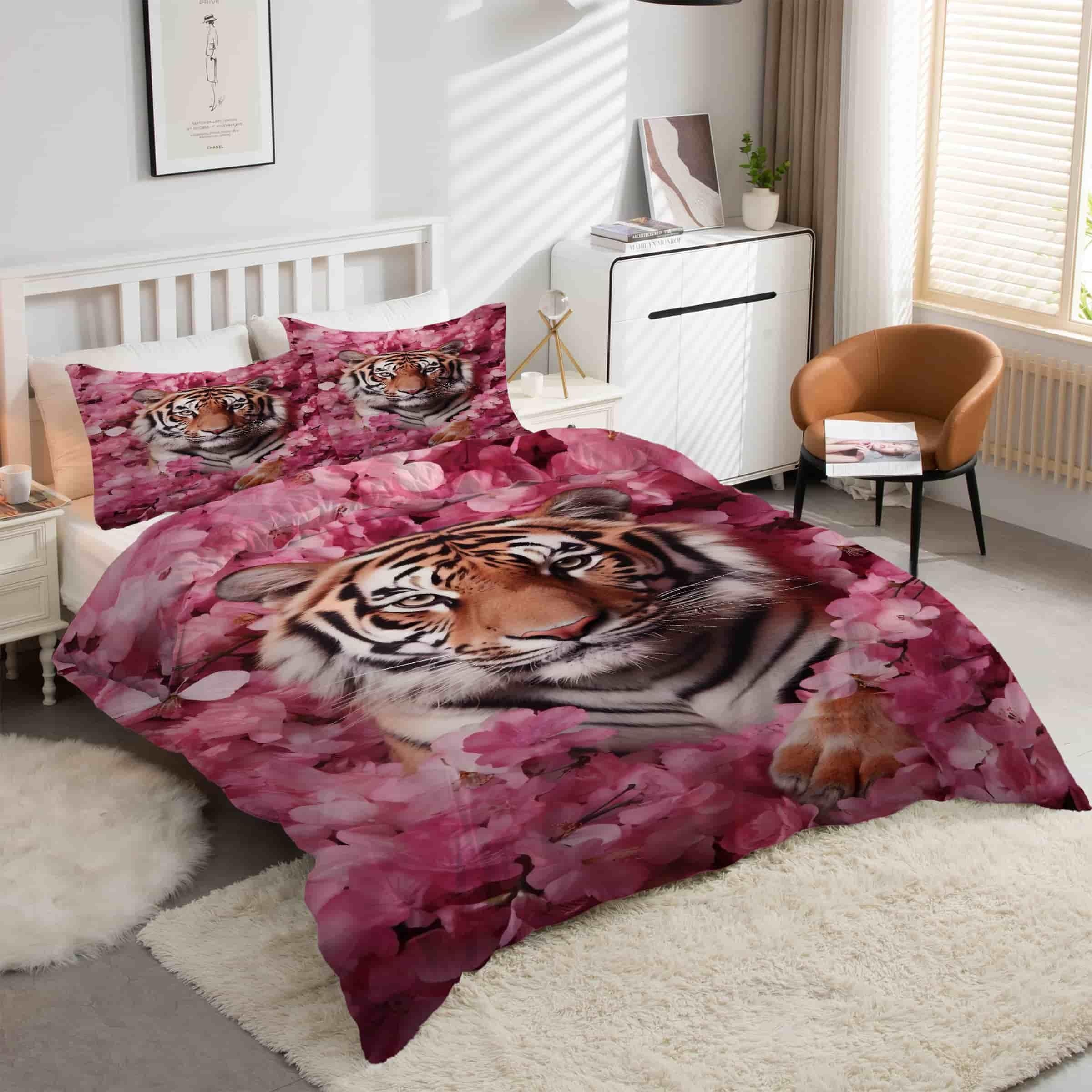 Parure de lit 90x190 fleurs tigre pour transformer votre chambre ado