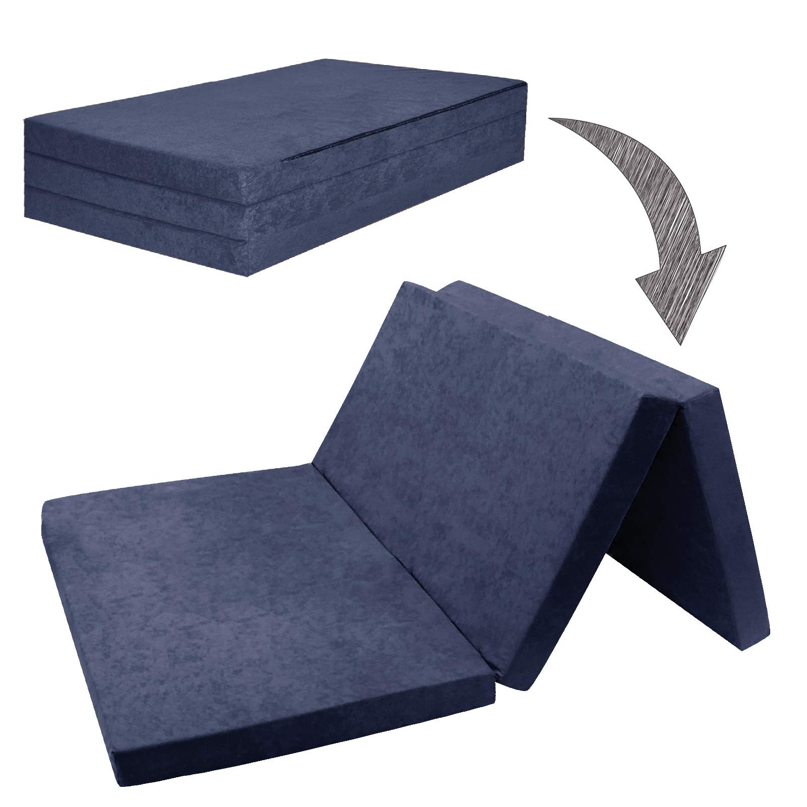 FORTISLINE Vouwmatras 120 x 195 x 8 cm, 3-delige vouwmatras H2, gastenmatras en reismatras met wasbare overtrek, Oeko-Tex Standard 100, handgemaakt in de EU, voor gasten en camping