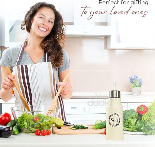 Miniatura 6 de DUDKI Dispensador de aceite de oliva de acero inoxidable  Botella a prueba de fugas para cocina  Contenedor de aceite y vinagre  Dispensador de