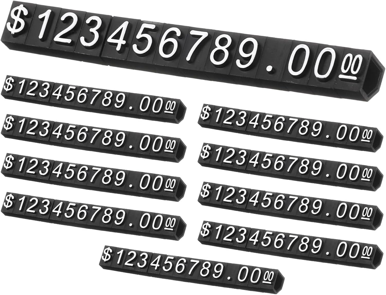 uxcell 10 Set Price Display Cube, Adjustable Price Tag Stand Removable Mini Tag Number Letter Price Dollar Block Kit for Jewelry Retail Shop Price Signs (Black/White, 1.8" Length)