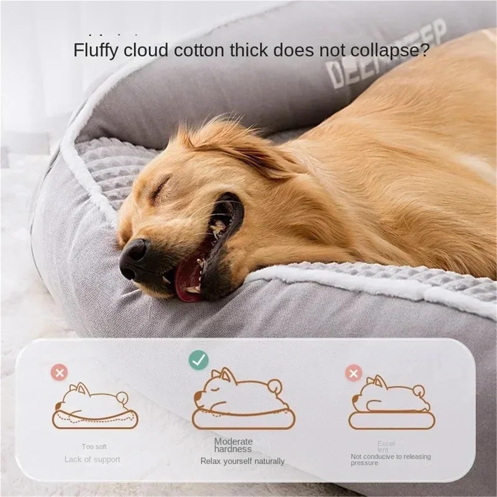 Sofá Cama de Invierno for Mascotas con Manta, Ropa de Cama Estilo Cesta cálida for Perros y Gatos pequeños, medianos y Grandes(Khaki,L)