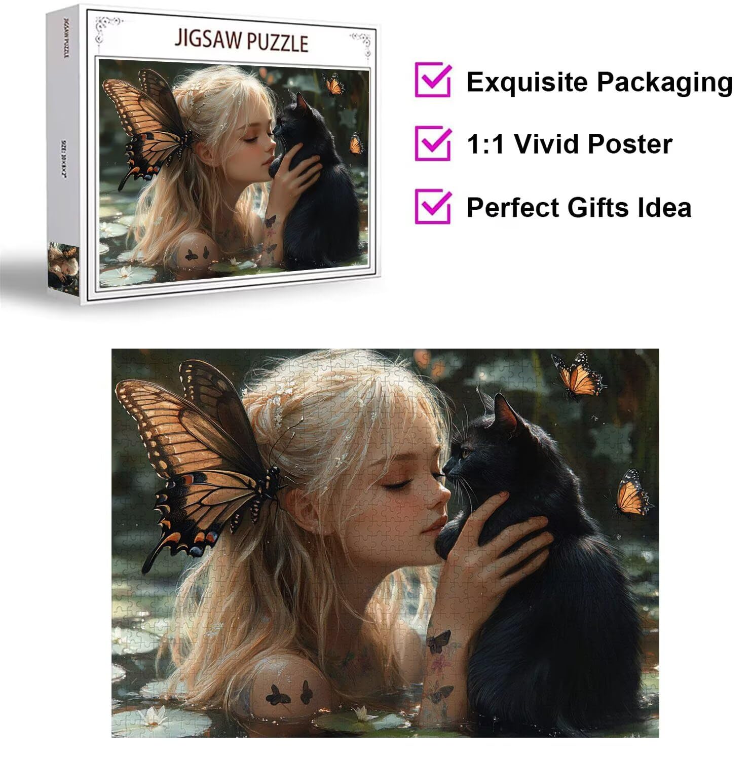Puzzle 3000 Teile für Erwachsene, 3D Puzzle Mädchen Holzpuzzles, n-635 | Puzzlematte Tier, Heimunterhaltung, Entspannung Meditationspuzzle, Impossible Klassische Jigsaw Puzzles, Home Decoration