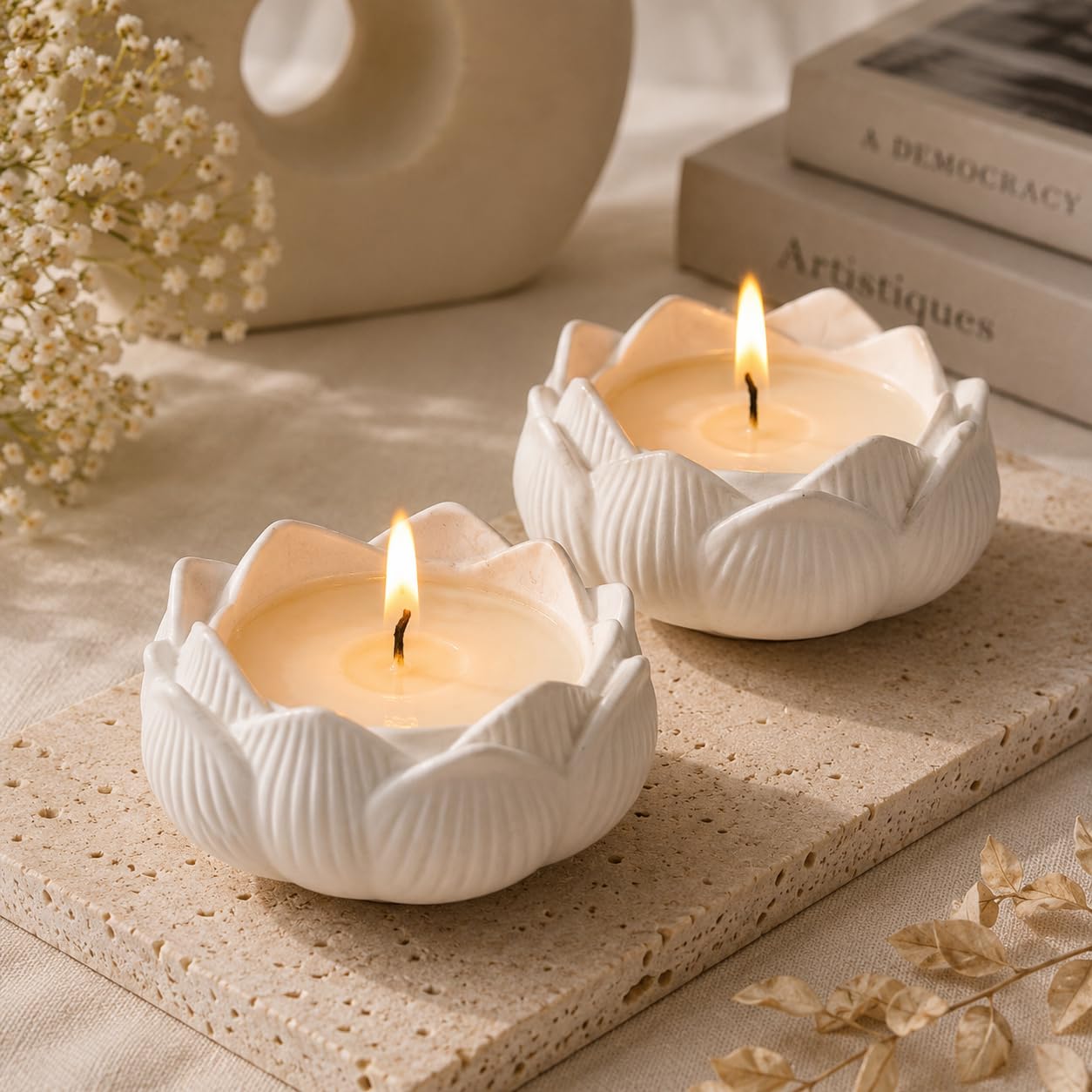Kittycat® Lotus Scented Candle | Sweet Vanilla Soy Wax Blend Aroma Candle | Hand Poured Cotton Wick | Long Burning Decorative Concrete Jar Candle for Home Decor & Gifting-image-8