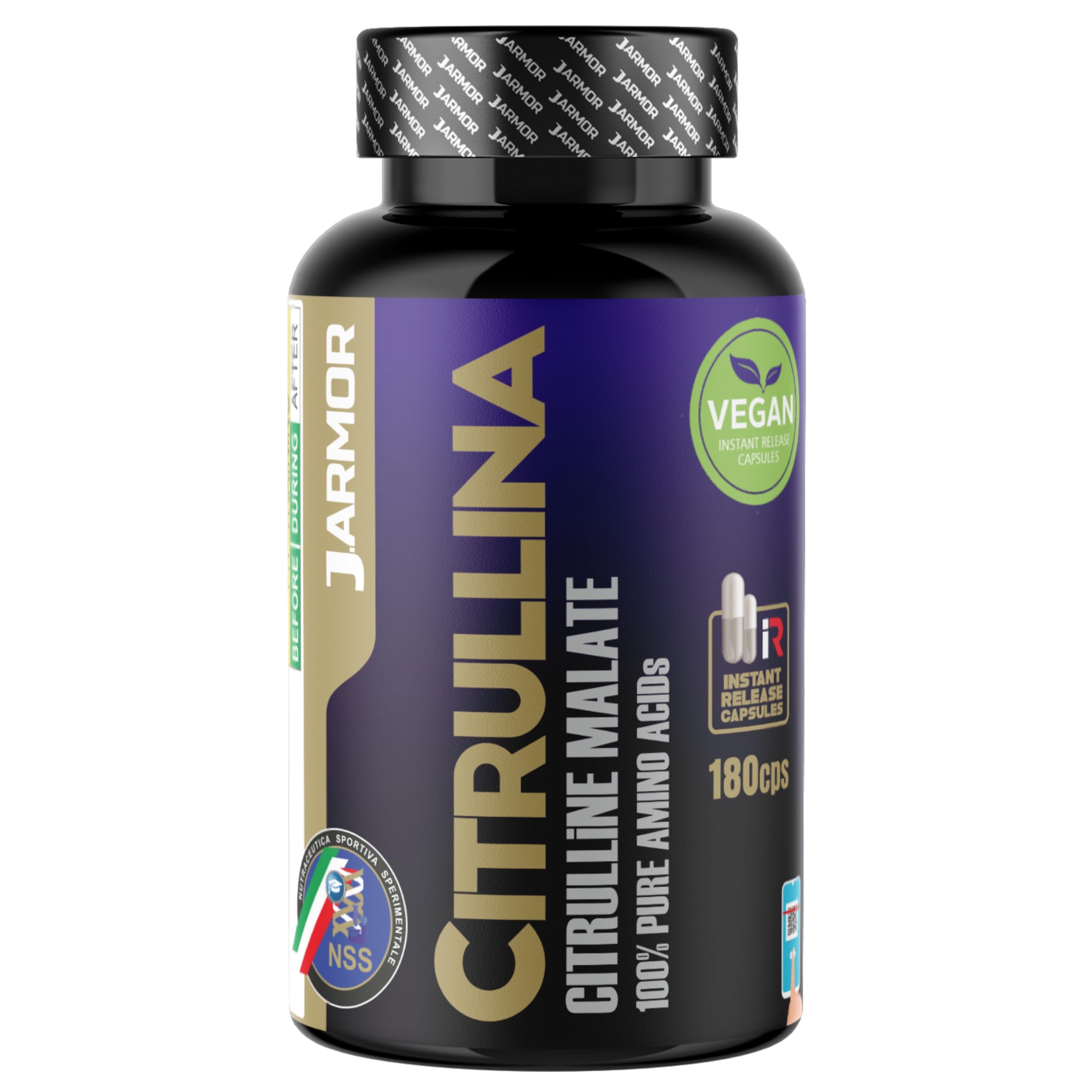 Citrullina Malato Integratore – 180 Capsule Vegane, 1000mg per Capsula (3000mg per Dose) – Pre-Workout Potente per Energia e Performance – Booster di Ossido Nitrico per Uomo e Donna