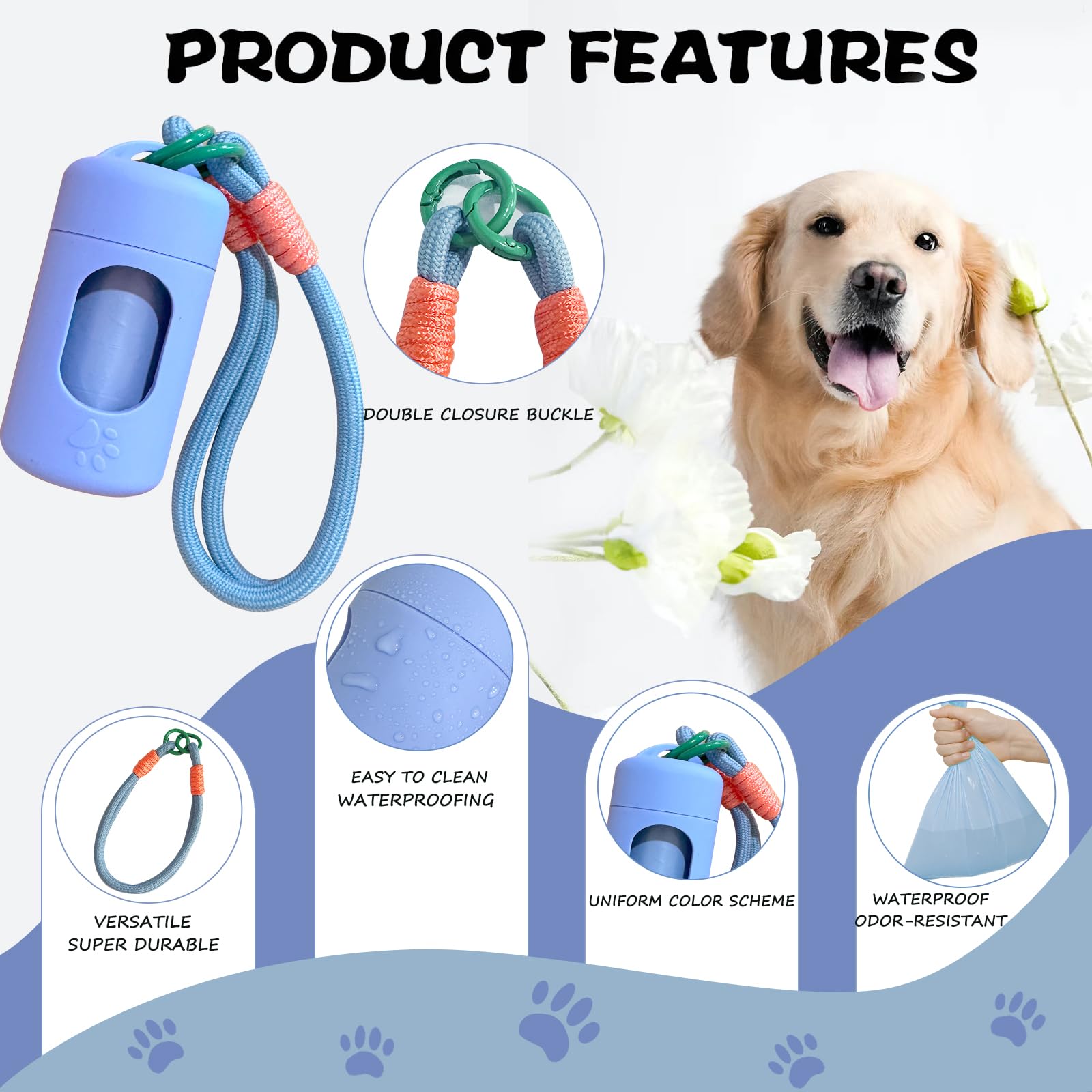 A&H ZIER Poop Bags Holder With Portable Colorful Lanyard, Soft-Touch Dog Waste Bags Dispenser - Image 2