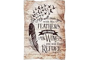 Christian Psalm 91:4 Blanket with Verse Message of Protection and Peace