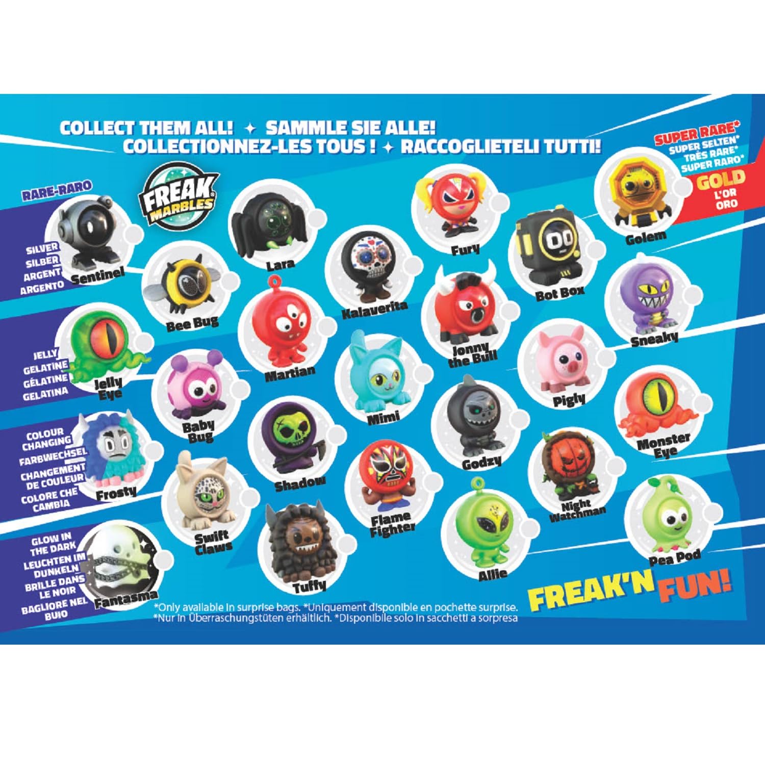 Freak Marbles Totem Pack C, 6 kolorowych kulek z jego projektami w grze, z czego 1 to Rzadko. Zbieraj, baw się i udostępniaj dzieci w wieku od 4 lat