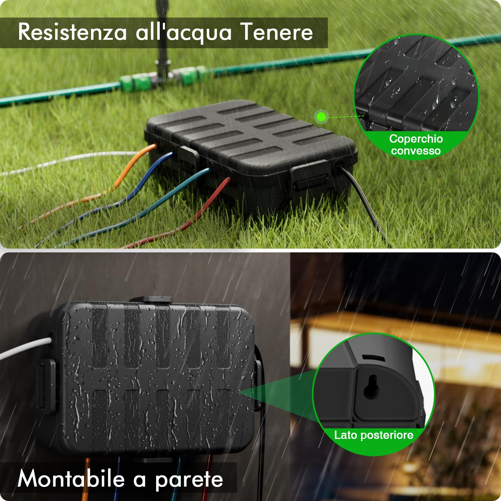 RESTMO Scatola di Protezione Impermeabile Extra-Large IP54 (32x22x13 cm) – Scatola per Cavi Esterna, Ideale per Proteggere Prese, Timer, Cavi di Alimentazione e Luci Decorative, Colore Nero