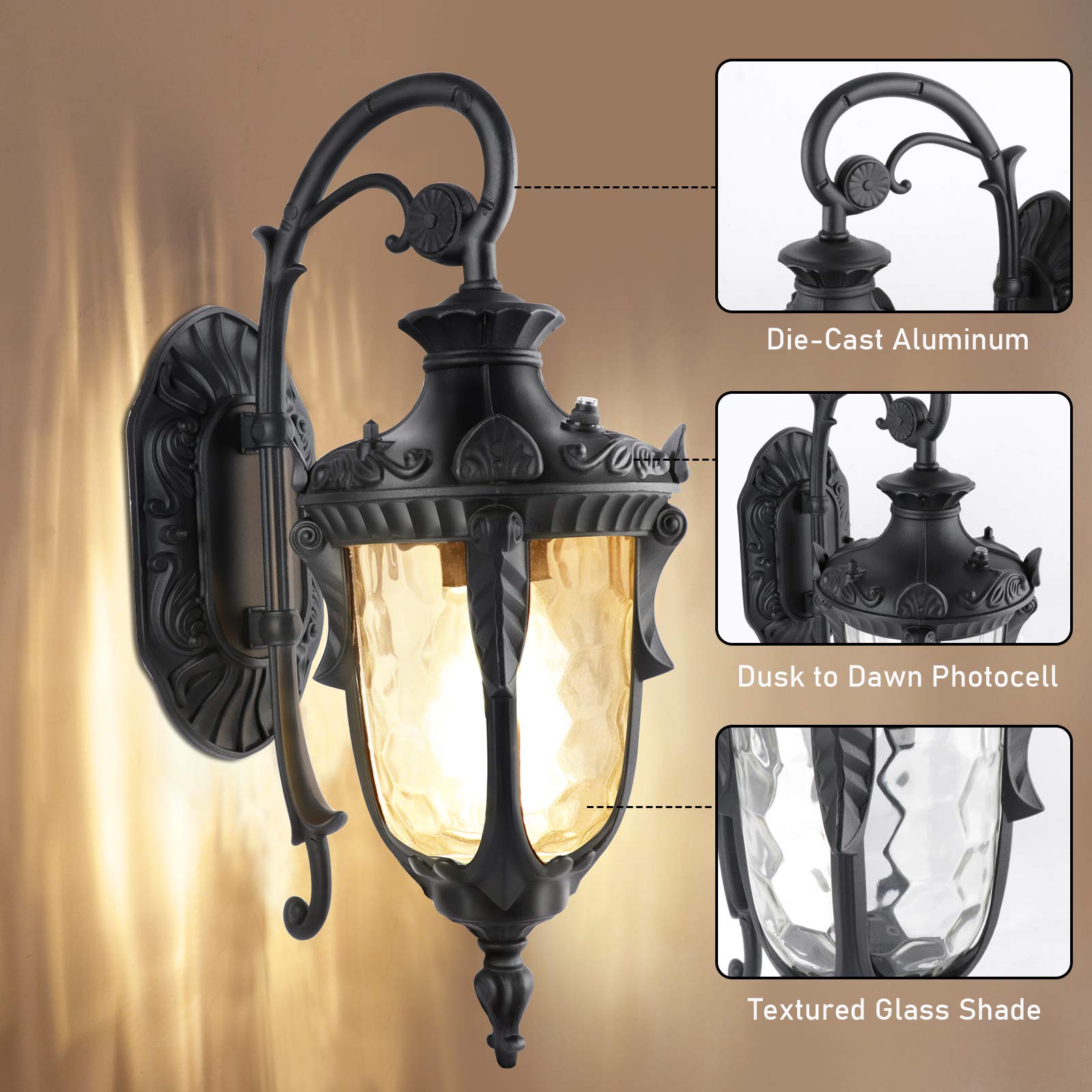 Lampione Da Esterno A LED Con Sensore Crepuscolare - Tripla Testa In Alluminio
