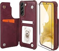 Vista 10 de VANAVAGY Funda compatible con Galaxy S22 Ultra tipo cartera con bloqueo RFID, piel sintética, cierre magnético, función atril y función atril