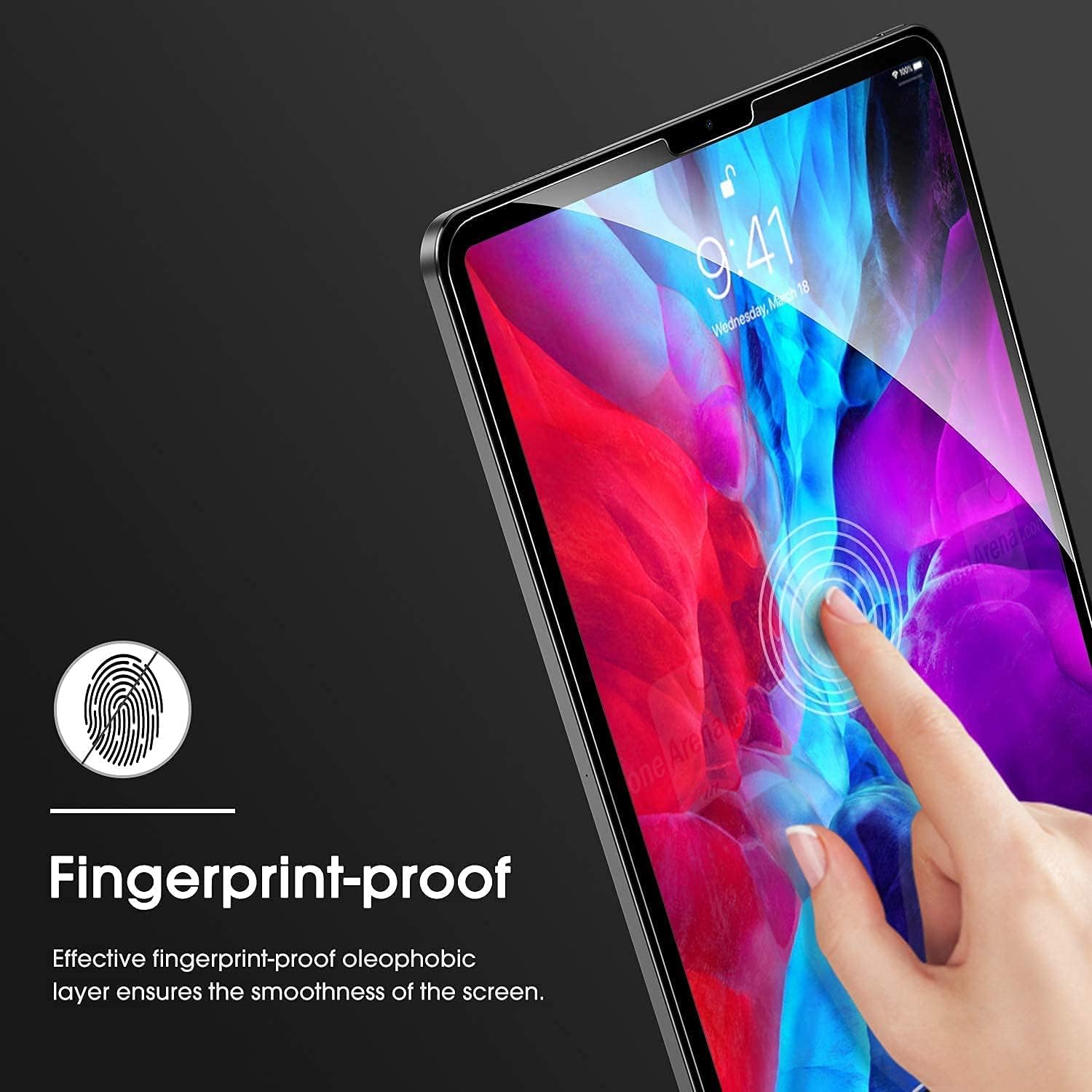 OMOTON [2 Pack Screen Protector Compatible with iPad Pro 12.9 Inch [Compatible with Face ID & Apple Pencil] - Tempered Glass/High Definition/9 Hardness