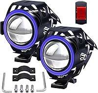 Vista 1 de 2 focos antiniebla para motocicleta, haz estable, luz universal U7 con interruptor, luz auxiliar de motocicleta de 12 V24 V, luces LED