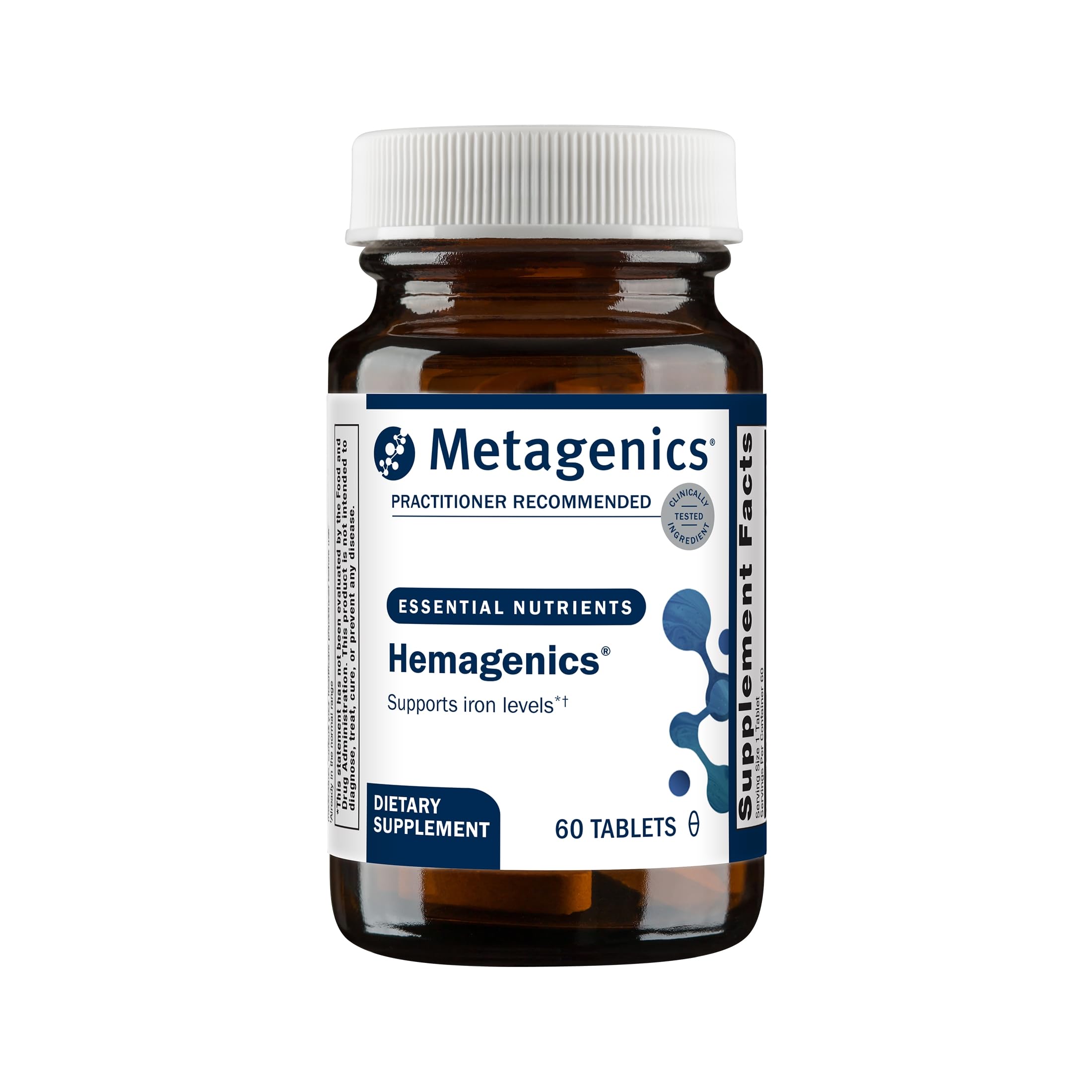 Metagenics Hemagenics Iron Supplement with B12, B6 & Folate, 60 Tablets Unflavored 60 Count (Pack of 1)