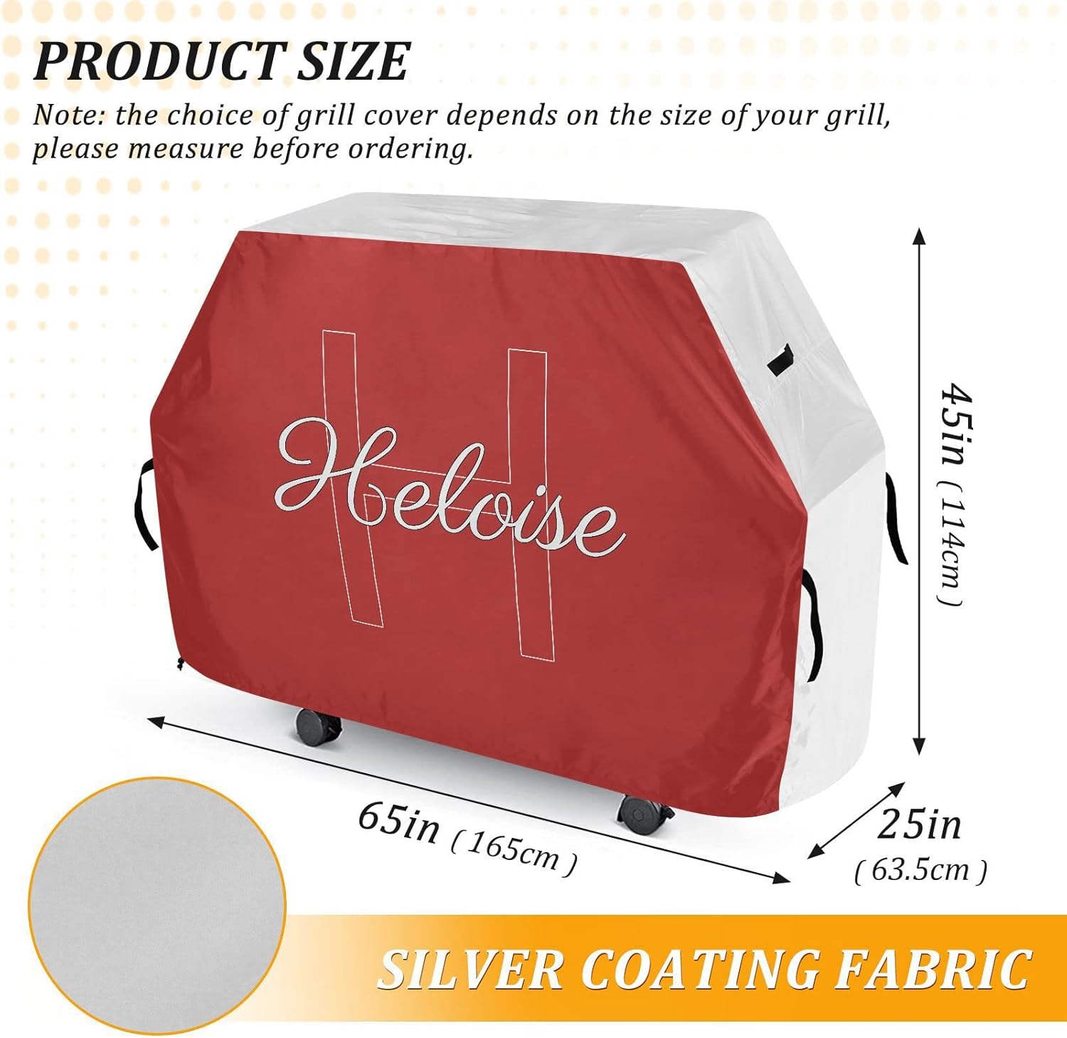 Red Personalized Grill Cover for Outdoor Custom Grill Waterproof Heavy Duty Barbecue Cover with Straps & Drawstring Bottom BBQ Cover for Anti-UV Outside Weather Resistant
