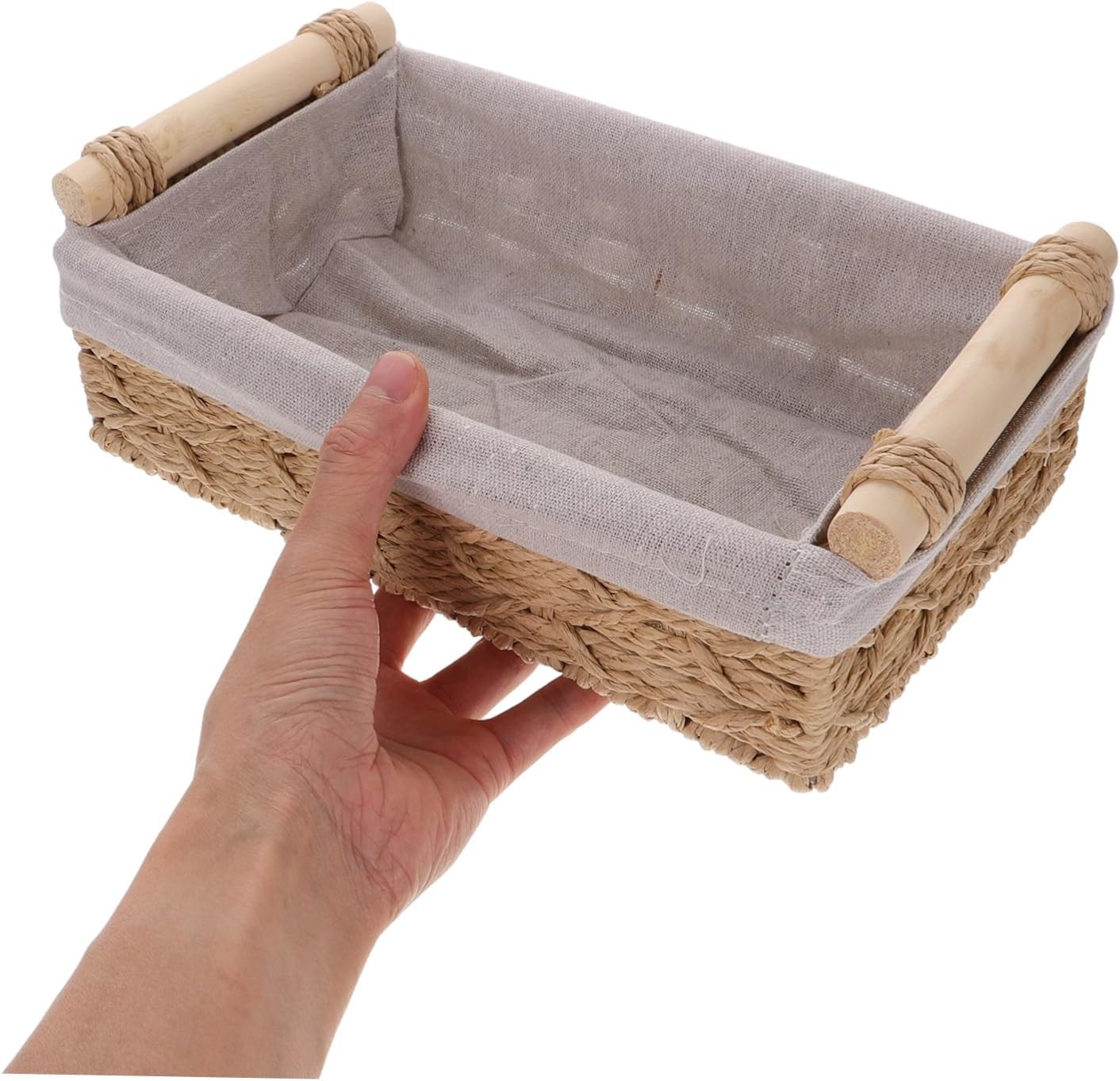 Levemolo Paper Rope Storage Basket with Handles Stylish Home Organizer for Bedroom Sundries Container Versatile Tabletop for Efficient Storage
