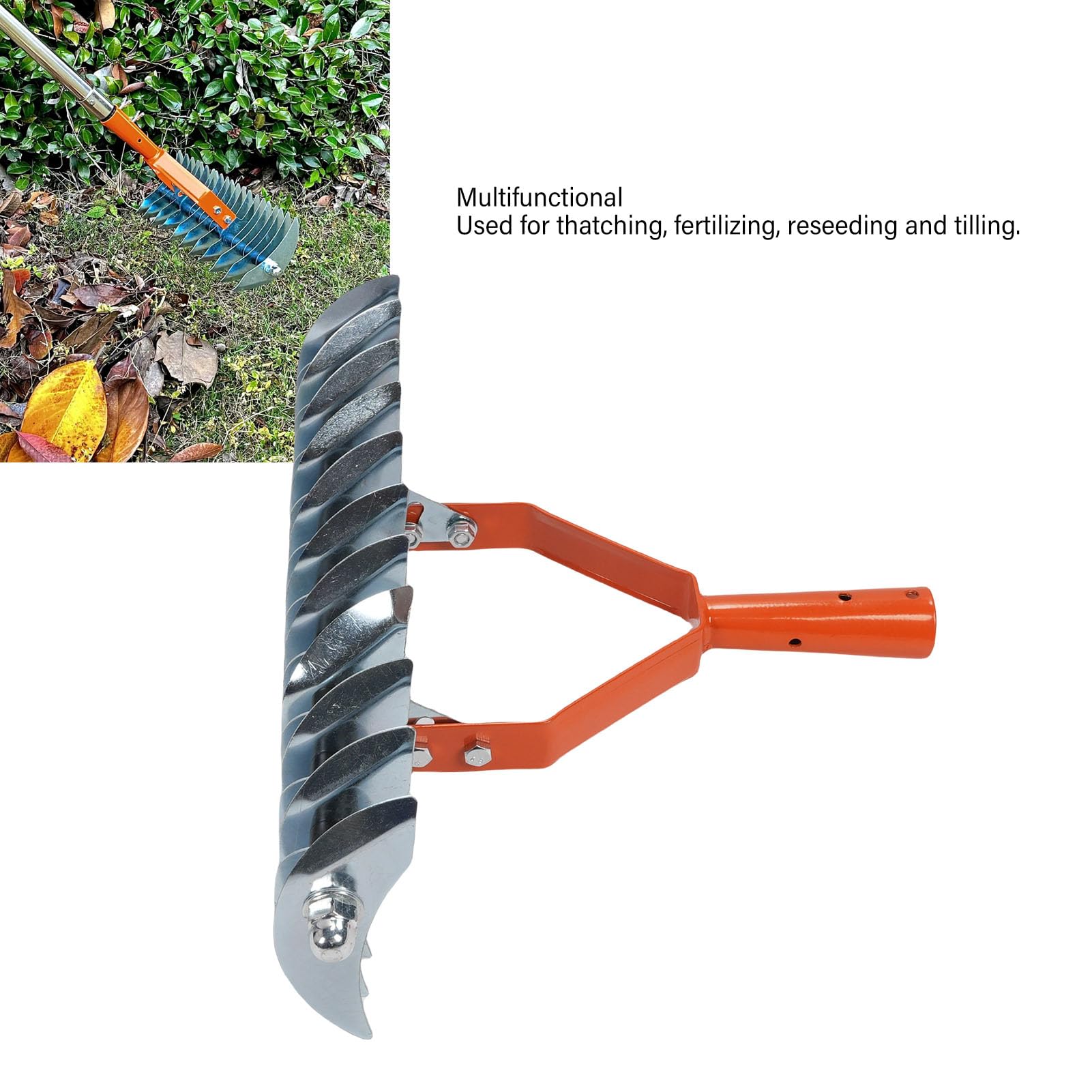 Rastrello professionale per paglia, rastrello da giardino ergonomico in acciaio inossidabile per la cura del prato, con manico regolabile