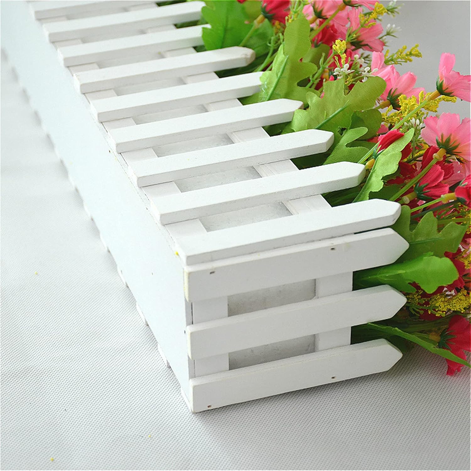 Develoo Artificial Eucalyptus Grass Bonsai, Wooden Fence Fake Plants in Fence Mini Potted Plant Bonsai for Indoor Outdoor Office Garden Wedding Home Decor Desktop Display