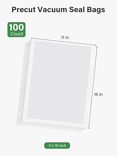 Miniatura 2 de Kootek Bolsas selladoras al vacío para alimentos, bolsas de sellado al vacío de 100 galones, 11 x 16 pulgadas, grado comercial, sin BPA, bolsas
