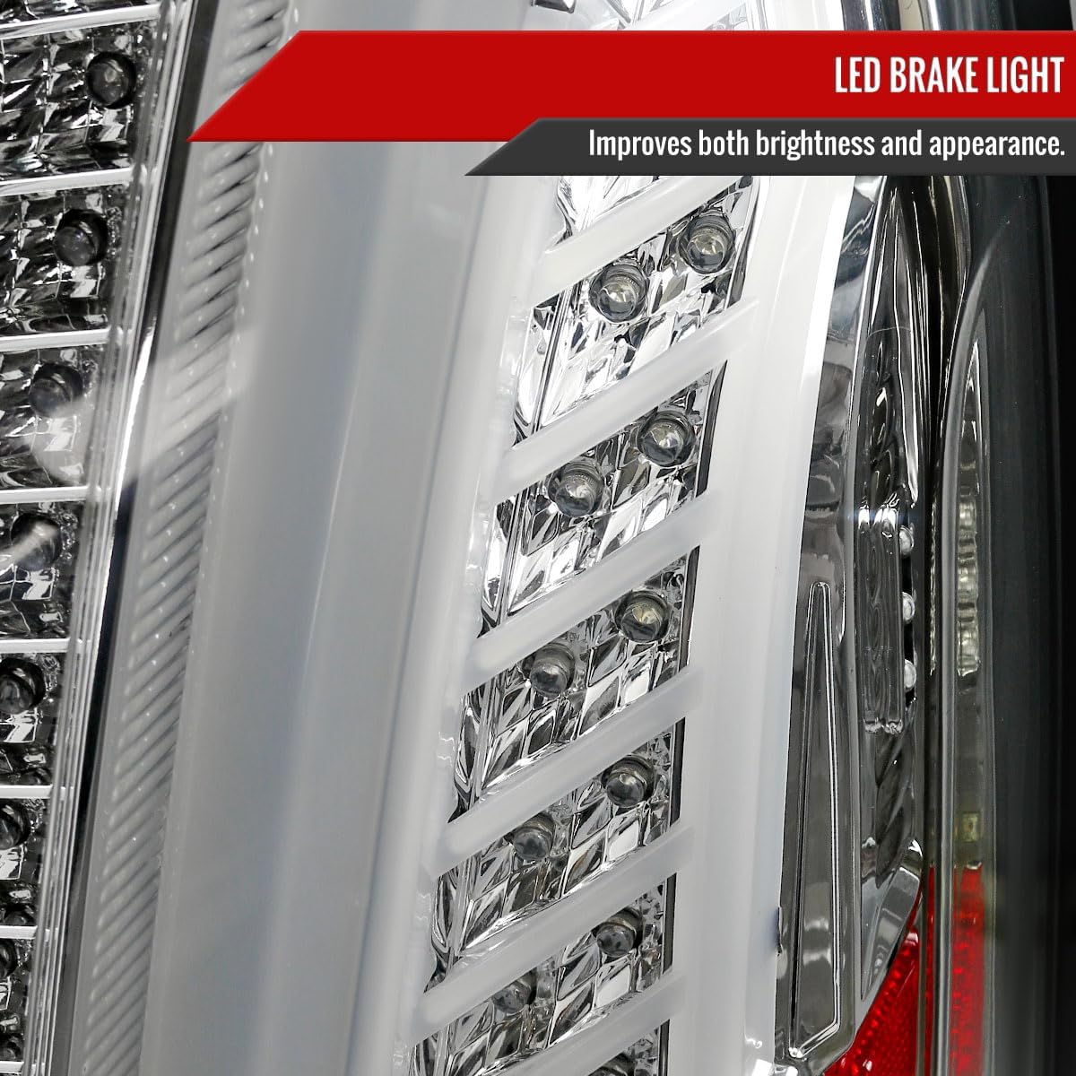 Carpartsinnovate Fits Cadillac 03-07 CTS Clear LED Bar Parking Tail Lights Rear Brake Lamps
