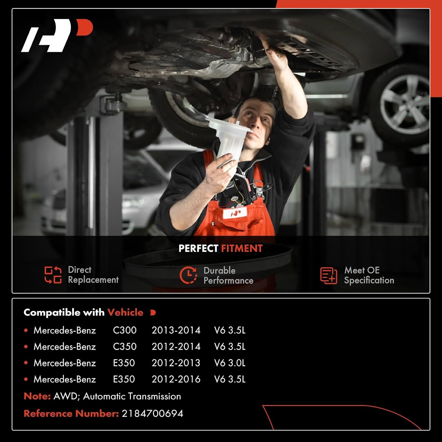 A-Premium Fuel Filter Assembly with Float Compatible with Mercedes-Benz C300, C350, E350, 2012 2013 2014 2015 2016, 3.5L 3.0L, AWD, Automatic Transmission, Replace# 2184700694