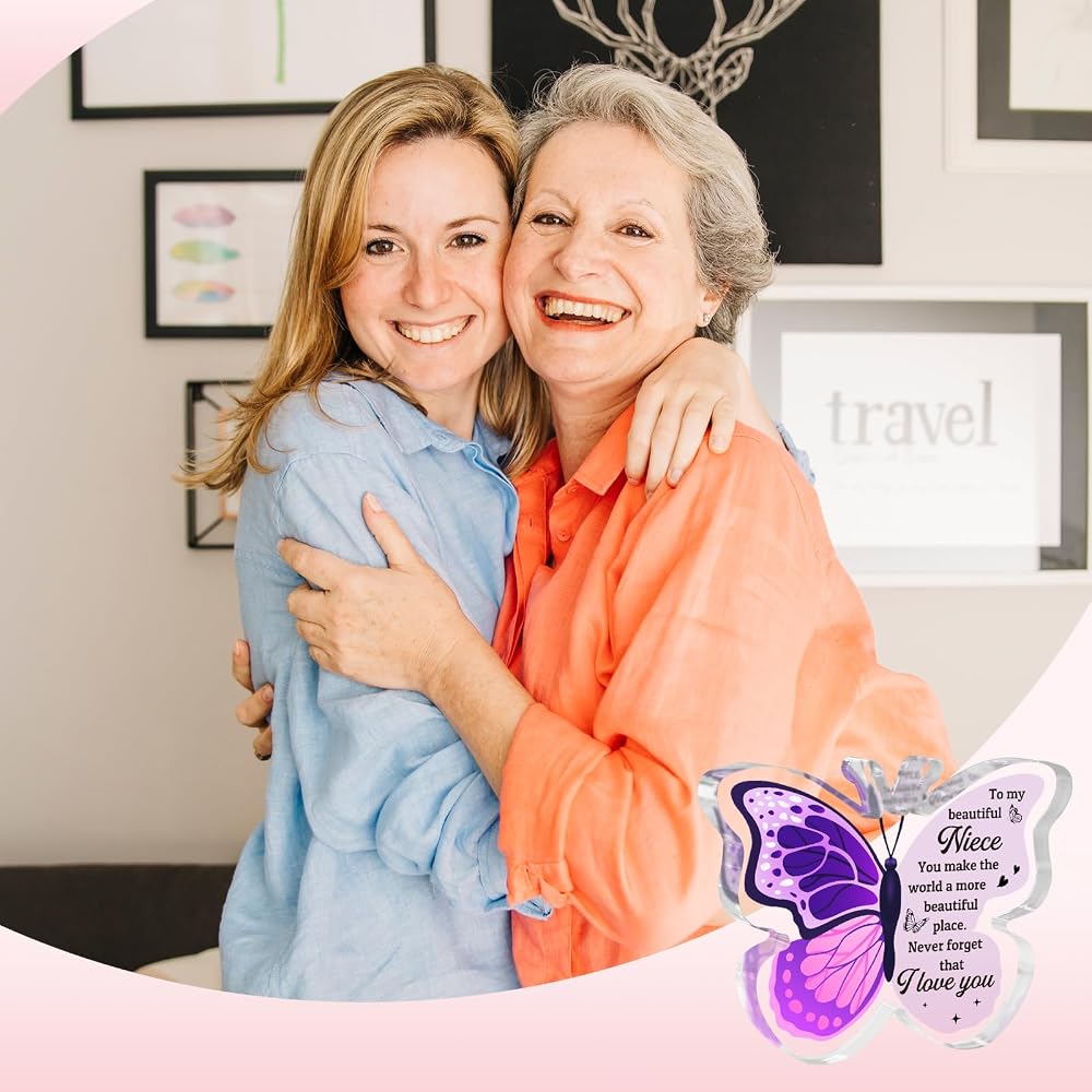 Graduation Gifts for Niece, Niece Gifts from Auntie, Niece Graduation Gifts, Butterfly-Shaped Plaque, Niece Birthday Gifts, Birthday Gifts for Niece Adult