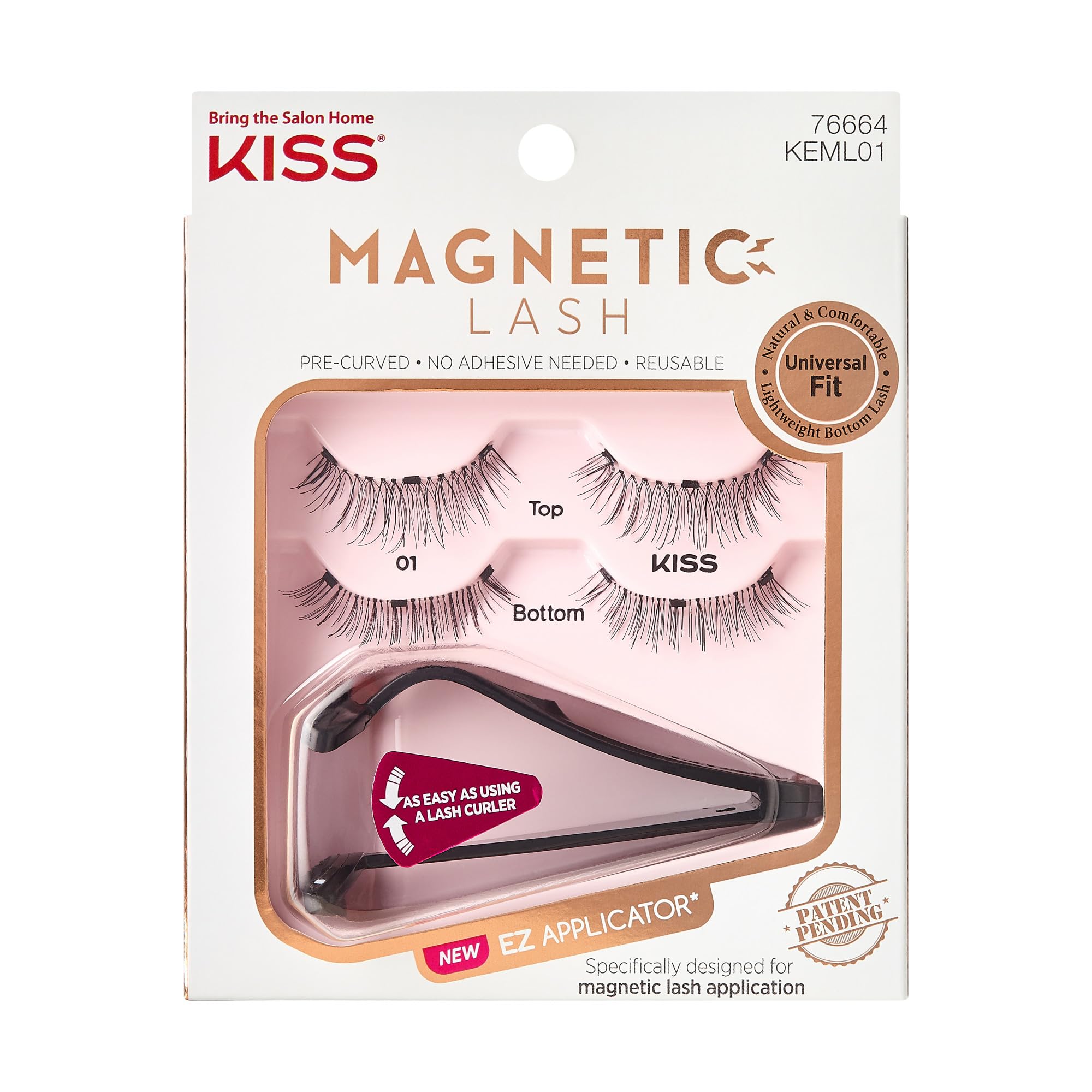 Kiss Magnetic Lash No.1 With Applicator, (1 Pack)