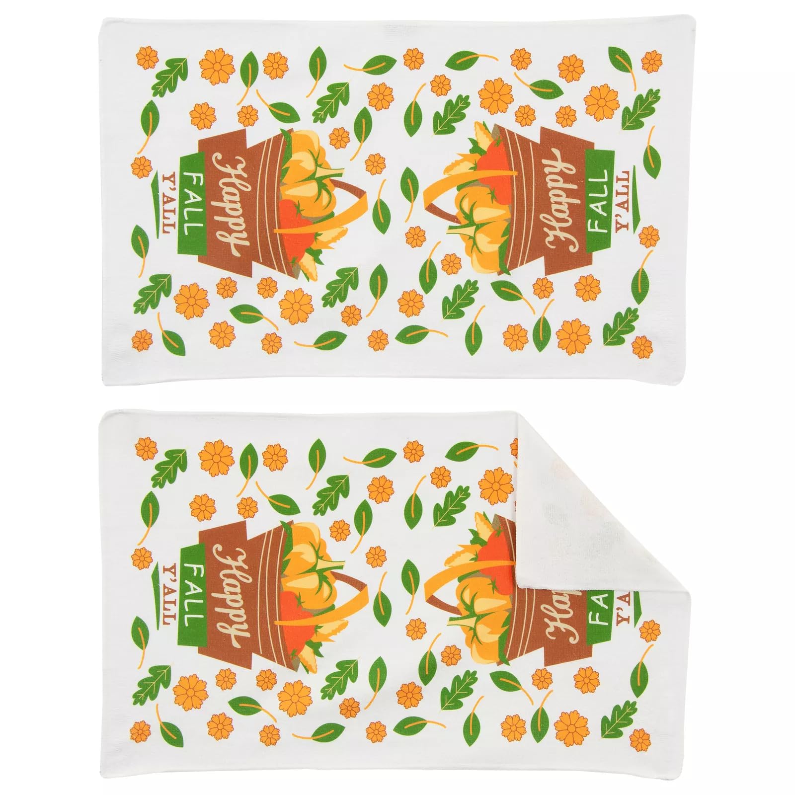 Generic Happy Fall Y'all Microfiber Kitchen Towel Set, 15 Piece, Orange, Green, White