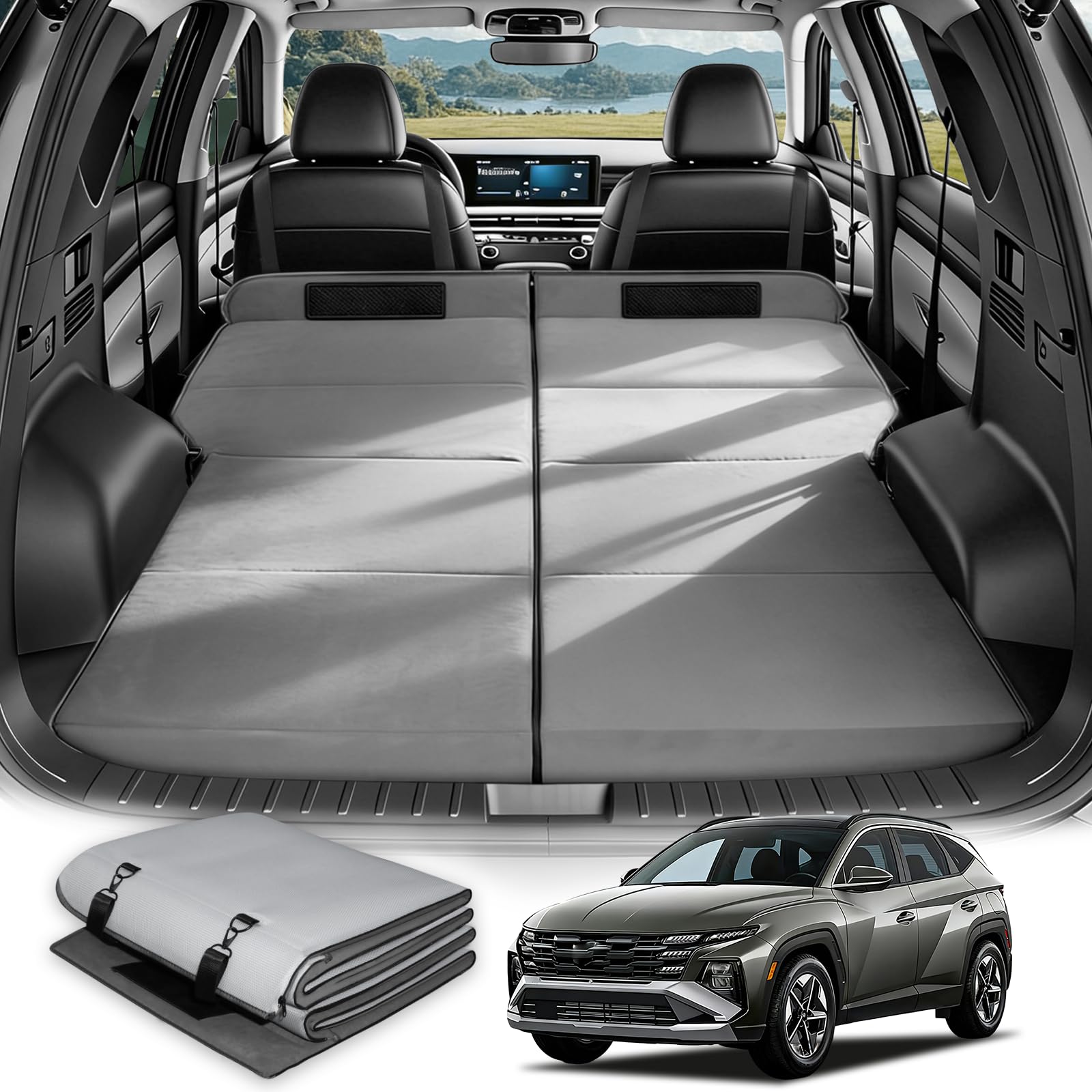 Car Bed for Hyundai Tucson, Foldable Non-Inflatable Soft Foam Camping Mattress, Thickened Portable SUV Trunk Sleeping Pad, Air Mattress Upgrade for Camping &amp; Travel Essentials, Outdoor Sleeping Bed