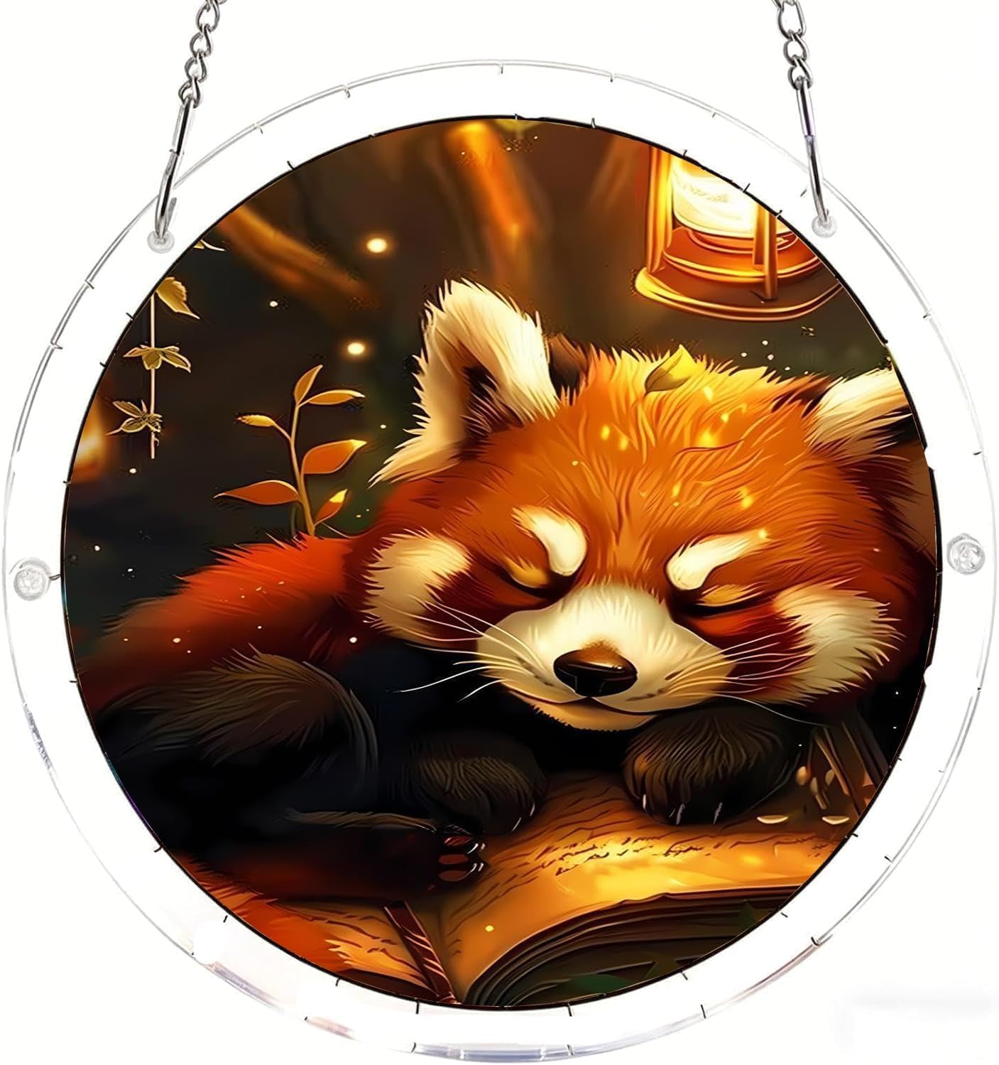 The Sleeping Red Panda Acrylic Jigsaw Puzzles Suncatcher, 8.2 Inch Window Hanging Suncatcher Acrylic Puzzle, DIY Home Decor Art Gift