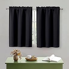RYB HOME Short Curtains for Living Room Blackout Portable Blinds Shades for Bedroom Bathroom Kitchen Basement Garage RV Camper Windows, 34 inches Width x 36 inches Length, Teal, 2 Pcs