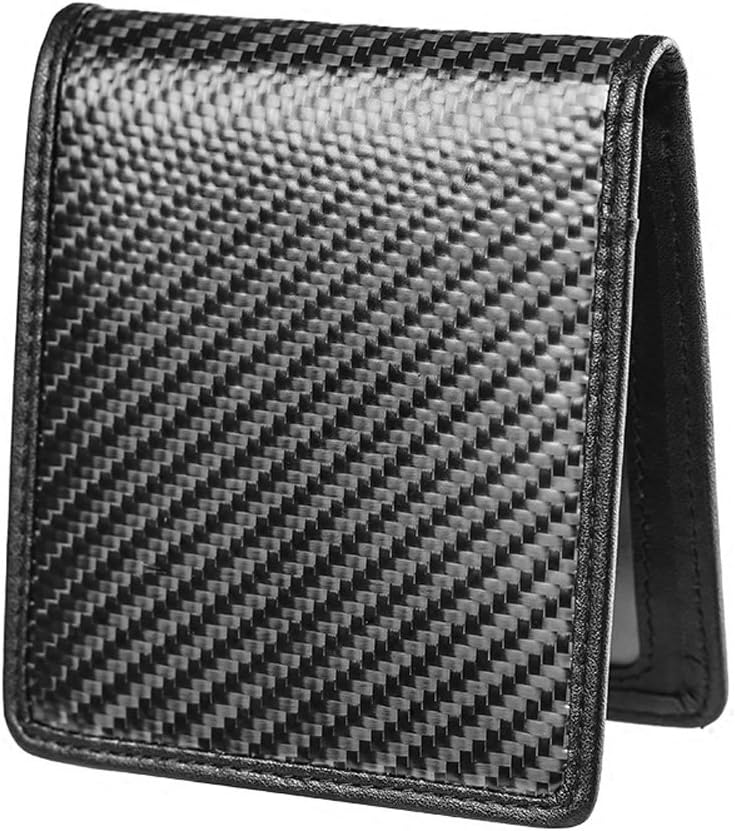 Real Carbon Fiber Wallet, Men Slim Front Pocket Lightweight Leather Wallet