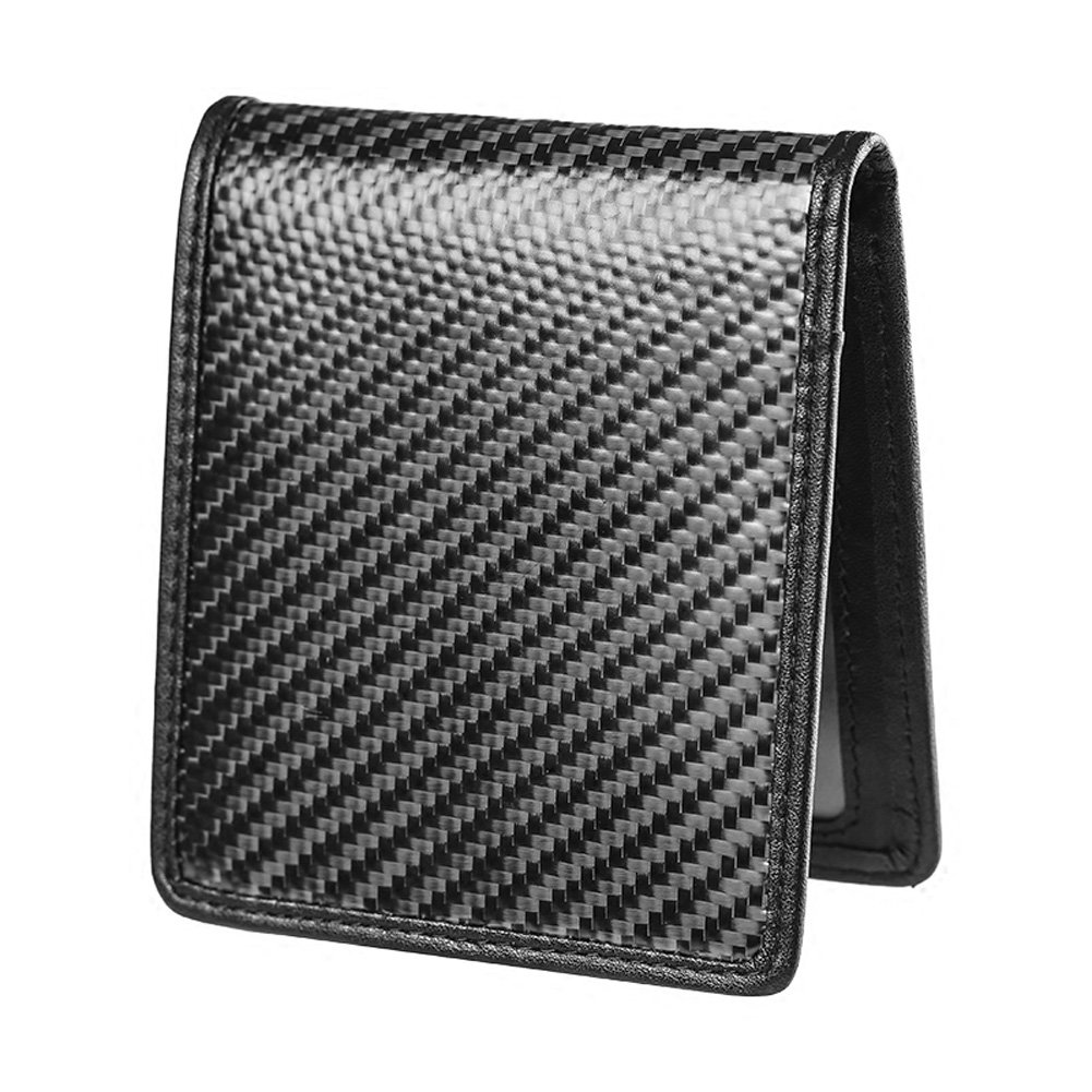 Real Carbon Fiber Wallet, Men Slim Front Pocket Lightweight Leather Wallet