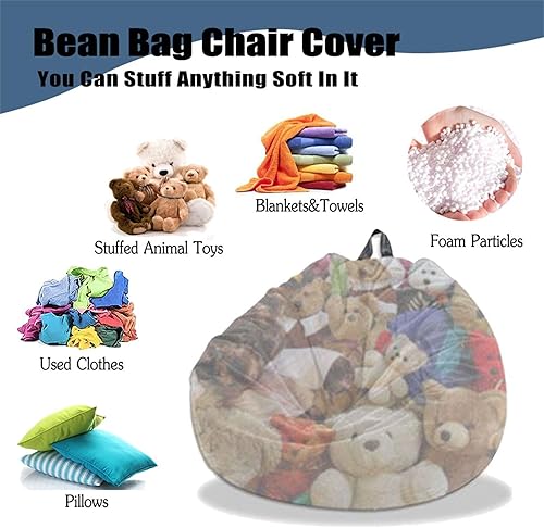 Miniatura 5 de Morbuy Funda para silla puff para niños y adultos (sin relleno), funda suave para sofá cama, lavable, de gran tamaño, para sala de estar (33.6 x