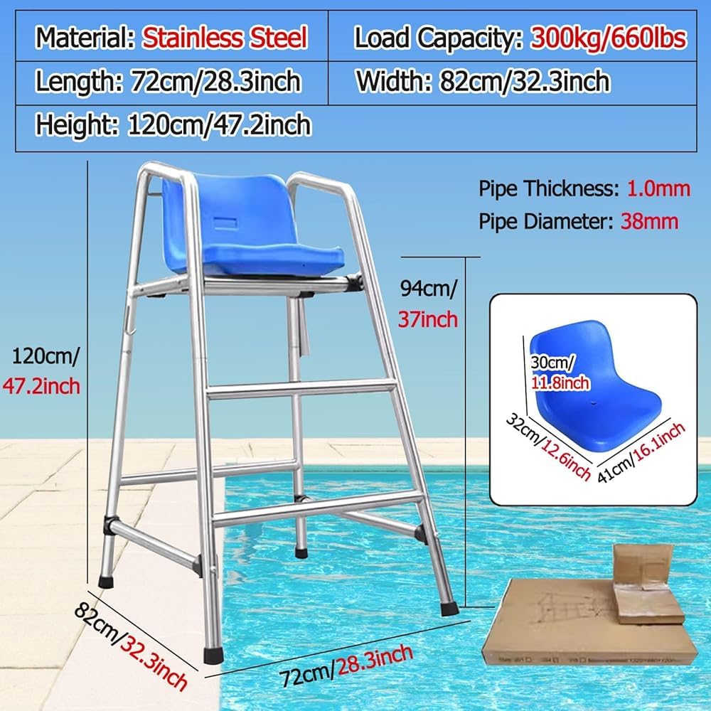 Chaise de sauvetage de piscine, tabouret de bar d'observation de plage pour la sécurité et la surveillance, durable de qualité commerciale