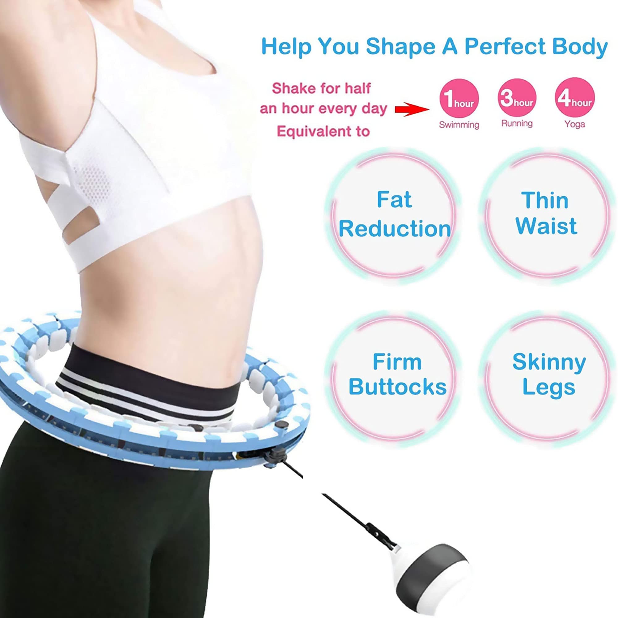 Smart Hula Hoop FüR Erwachsene und Kinder, Smart Fitness Reifen mit Automatisch Drehendem Ball, FüR Fitness Workout Gewichtsverlust/grau / 24 Knots
