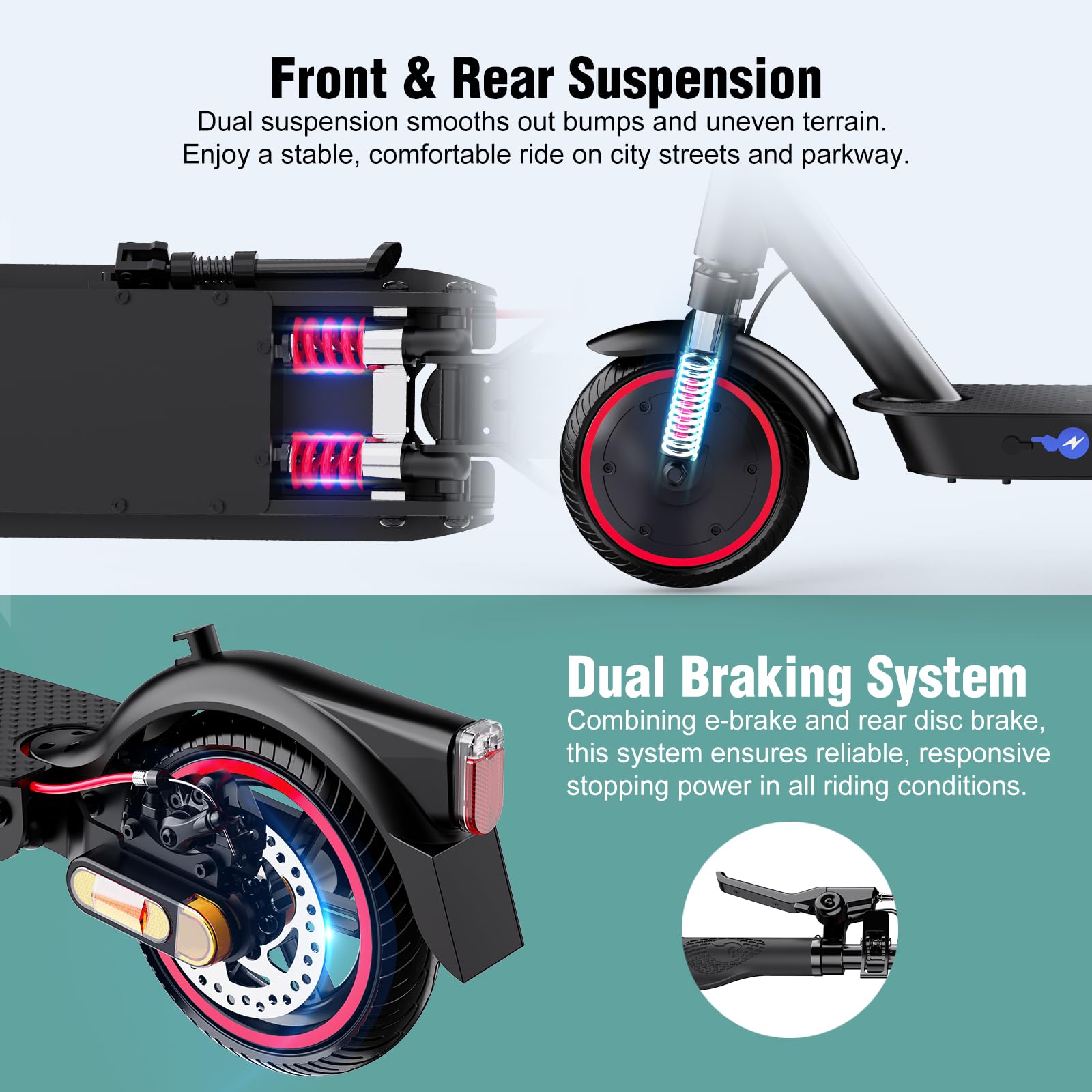 EVERCROSS EV85F Monopattino Elettrico Adulto, 8,5'' Scooter Elettrico Pieghevole - APP, Motore da 350W, Batteria da 7,8AH, Peso di 15KG, Carico Massimo 120KG, Doppio Freno, Doppio Ammortizzatore