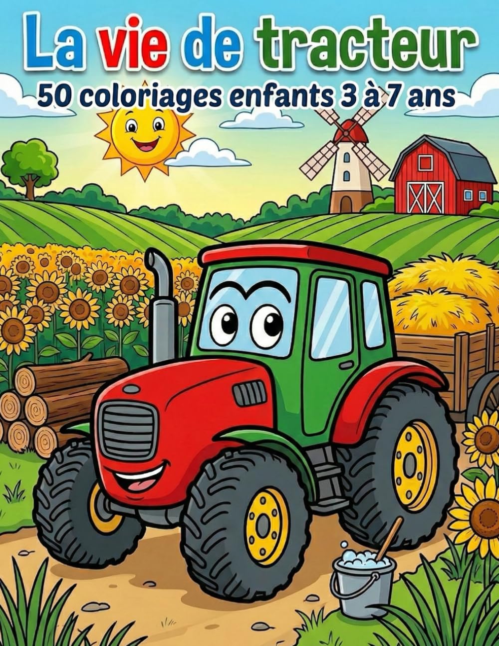 La vie de tracteur: 50 coloriages enfants 3 à 7 ans (Le Grand Livre des Tracteurs à Colorier)